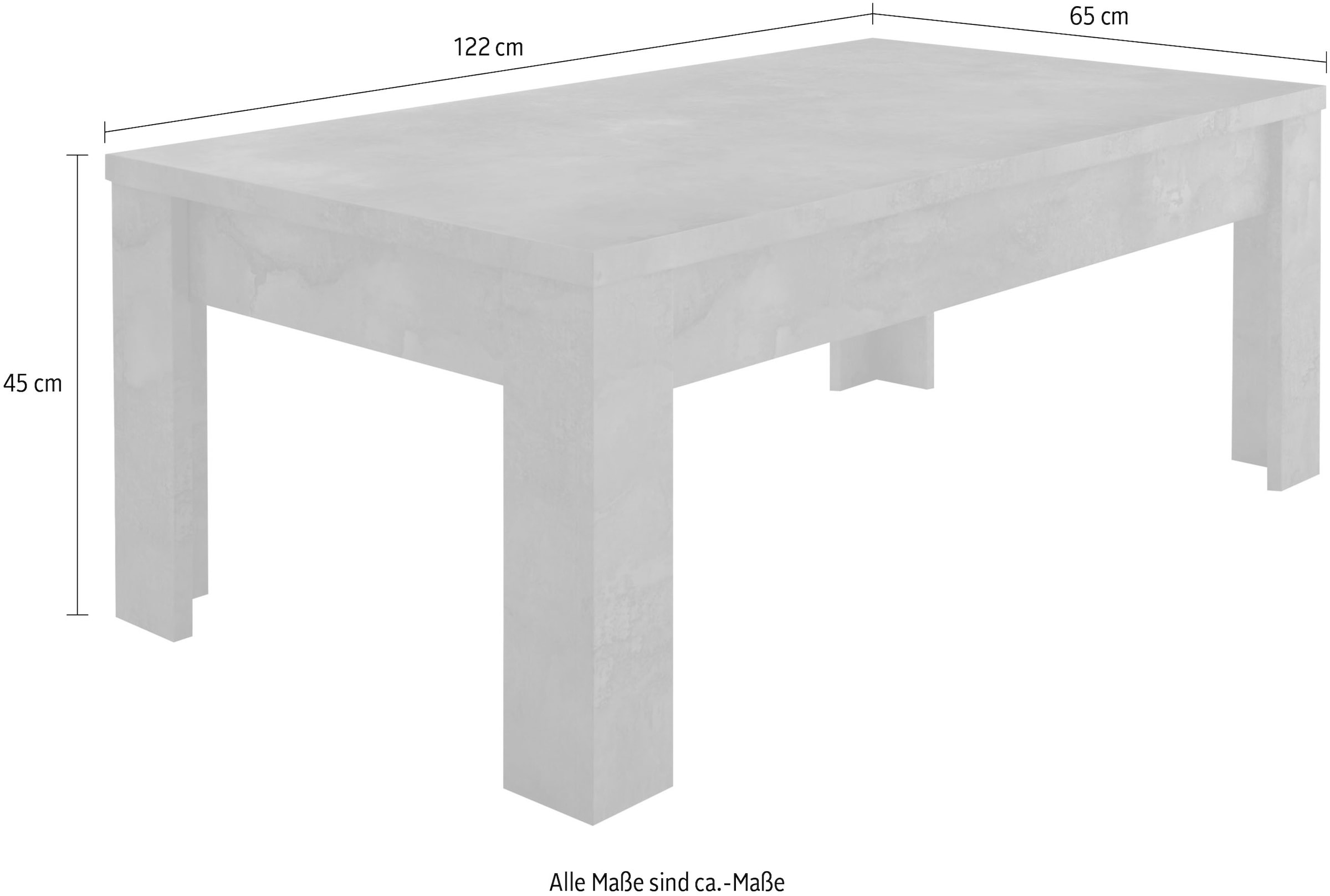 INOSIGN Couchtisch »Dama 122 x 65 cm, Wohnzimmertisch mit Winkelfuss«, Sofatisch, rechteckig, Tischplattenstärke 22 mm