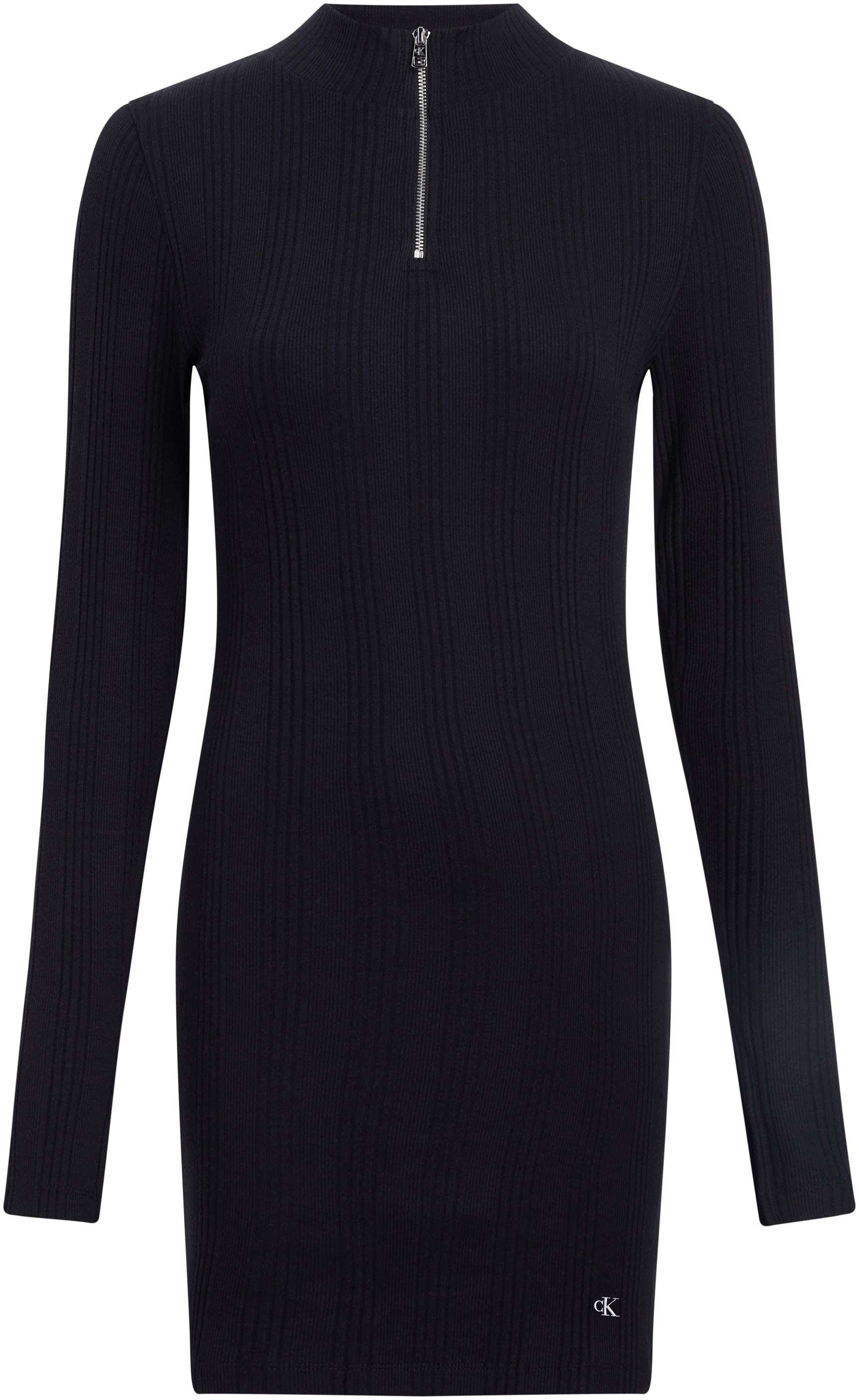 Calvin Klein Jeans Sweatkleid »VARIEGTAED RIB HALF ZIP LS DRESS«, mit Logopatch