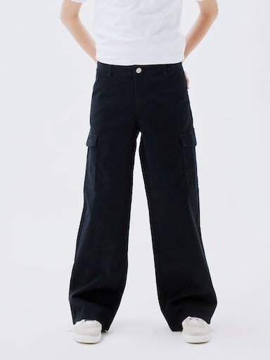 Image of Name It Cargohose "NKFROSE für Mädchen mit Cargotaschen und Stretch" unifarben, modisch, regular fit, Baumwollmischung, Web