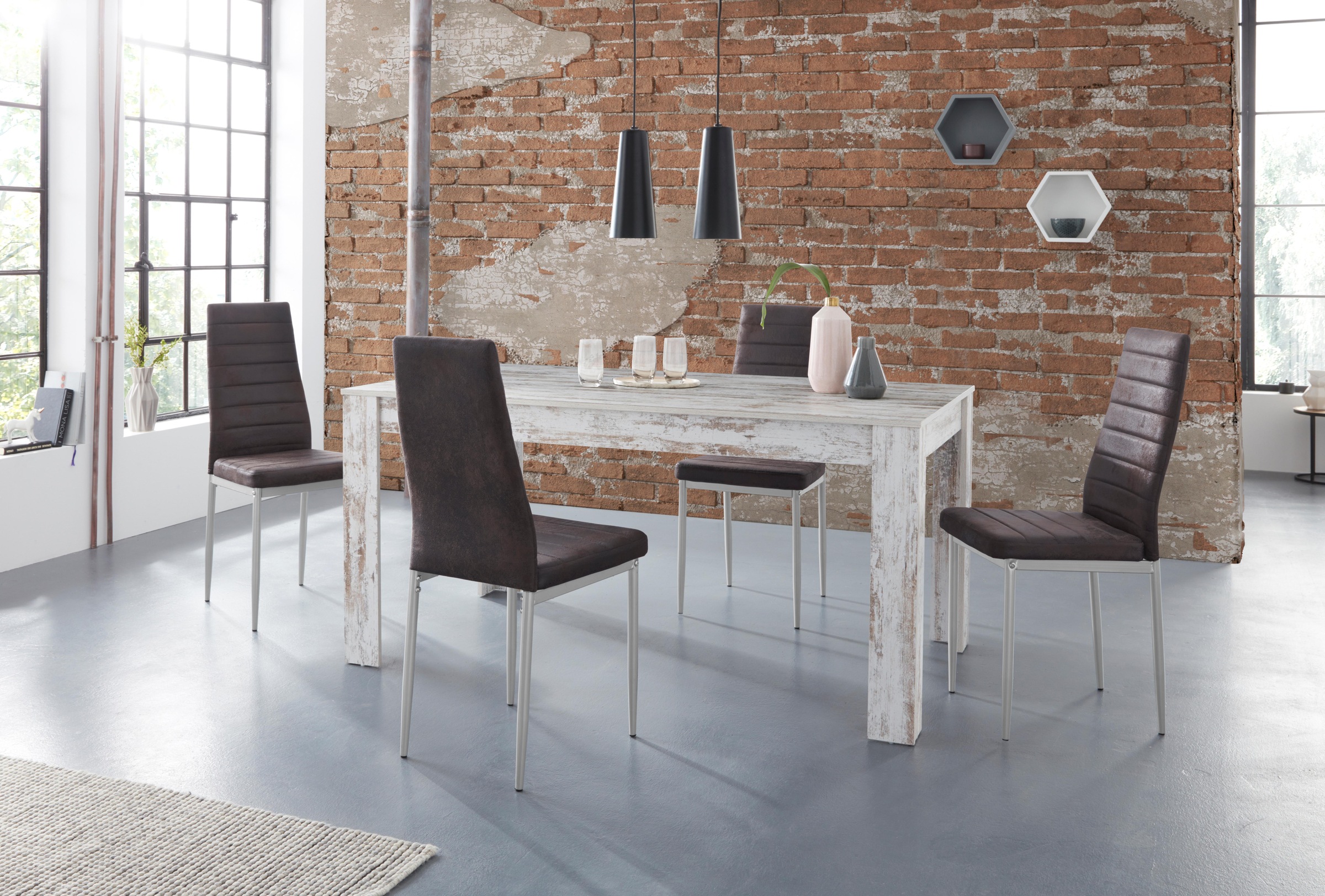 Image of GOODproduct Essgruppe "Lynn160/Kate" Set, 5 Stk. tlg. Tisch mit 4 Stühlen