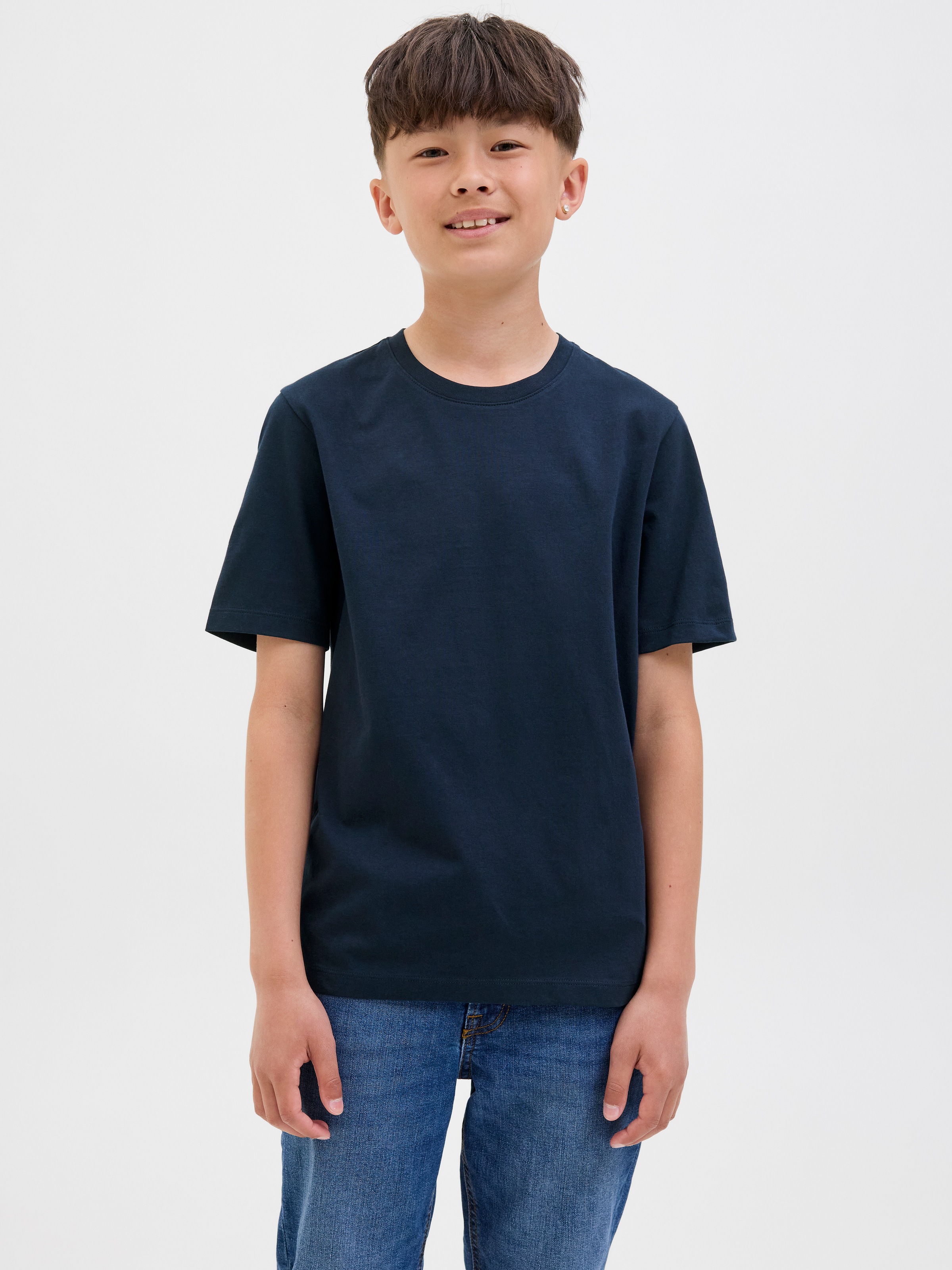 Jack & Jones Junior Rundhalsshirt »JJEORGANIC figurbetont, atmungsaktiv, kombinierbar« unifarben, casual, slim fit, Jersey, Rundhals