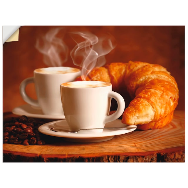 Artland Wandbild »Dampfender Cappuccino und Croissant«, Getränke, (1 St.),  als Alubild, Leinwandbild, Wandaufkleber oder Poster in versch. Grössen  jetzt kaufen