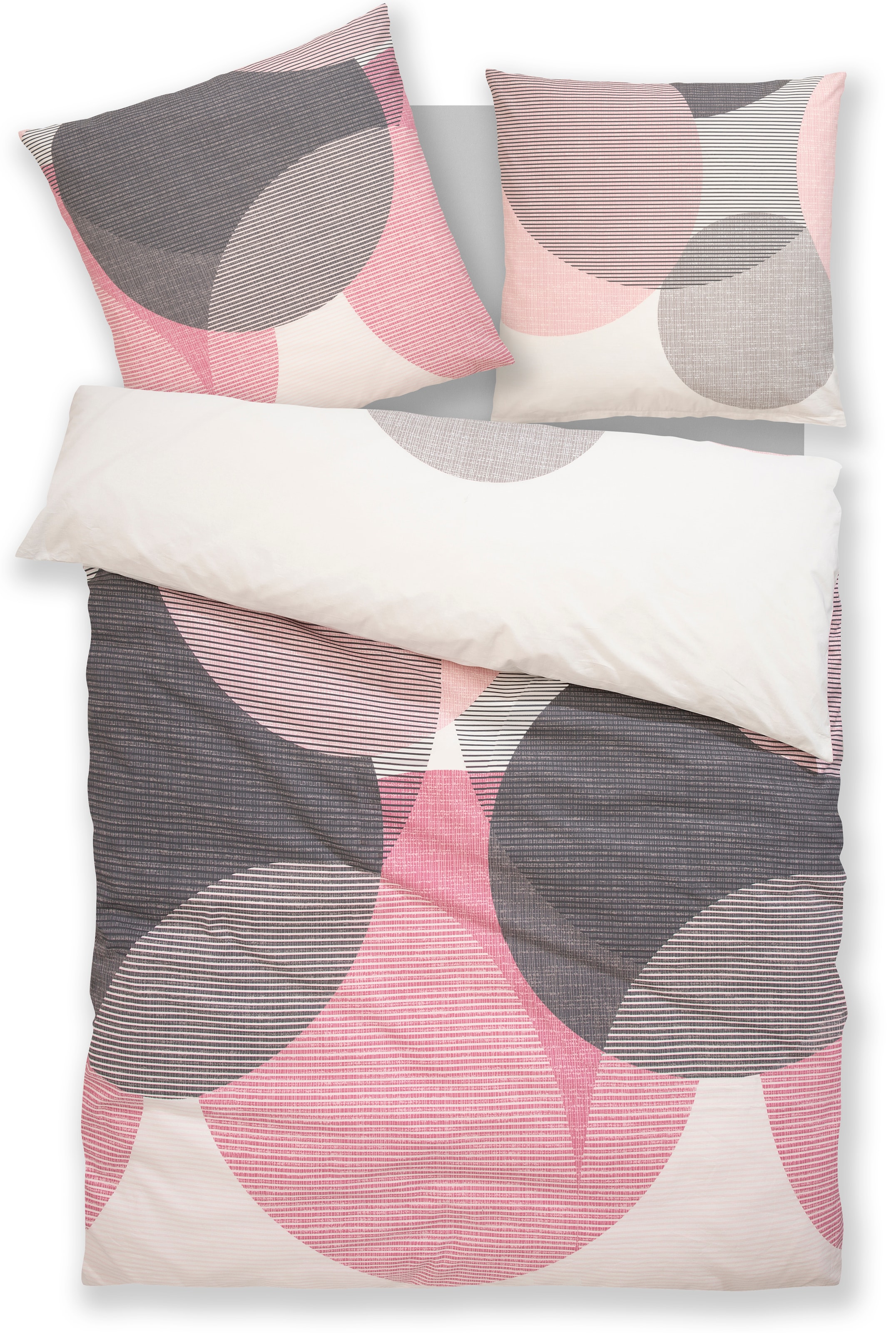 BIERBAUM Bettwäsche »Carla in Gr. 135x200 oder 155x220 cm«, Bettwäsche aus Baumwolle, geometrische Bettwäsche mit Reissverschluss