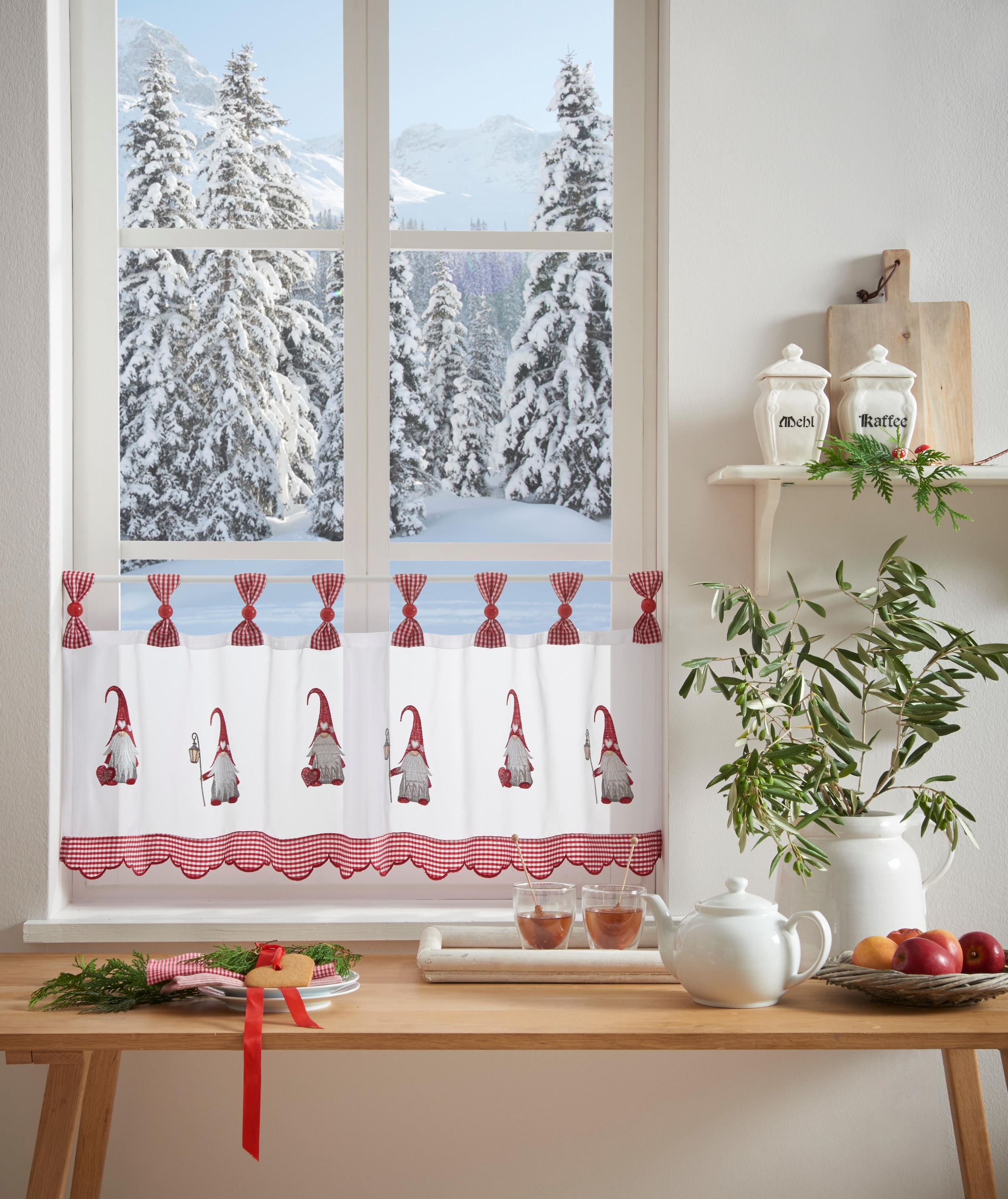 my home Scheibengardine »WICHTEL«, (1 die St.), für mit kaufen bequem Schlaufenaufhängung, die Weihnachtszeit für Küche