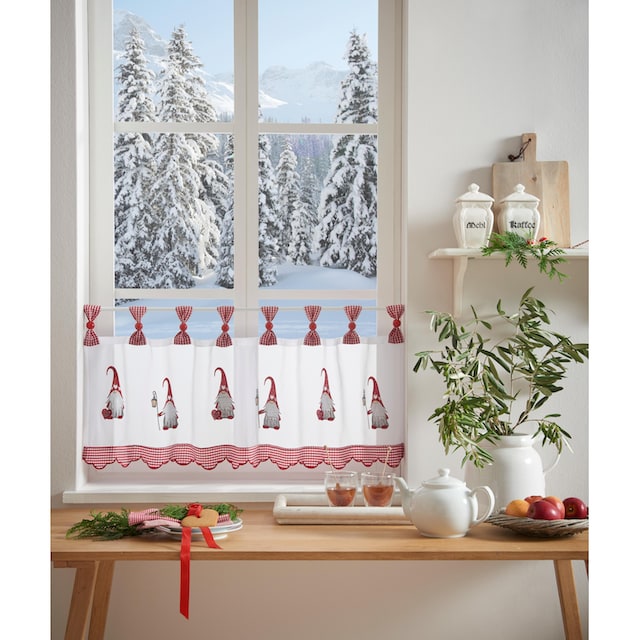 Weihnachtszeit Schlaufenaufhängung, bequem (1 kaufen für die mit die home Küche »WICHTEL«, für my St.), Scheibengardine