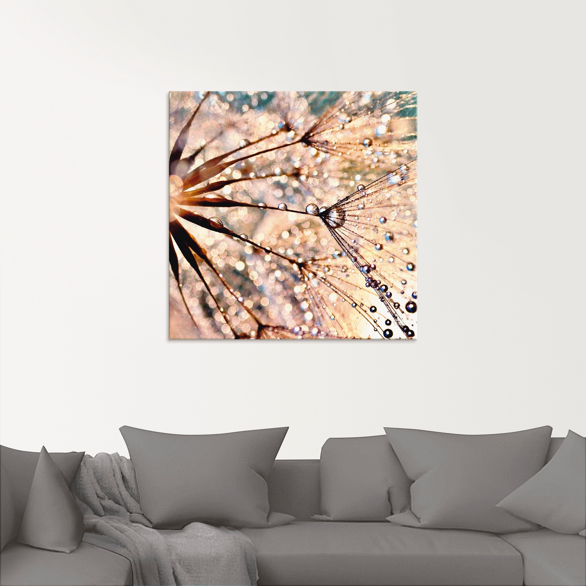 Artland Glasbild »Pusteblume - Kisses from rain«, Blumen, (1 St.), in verschiedenen Grössen