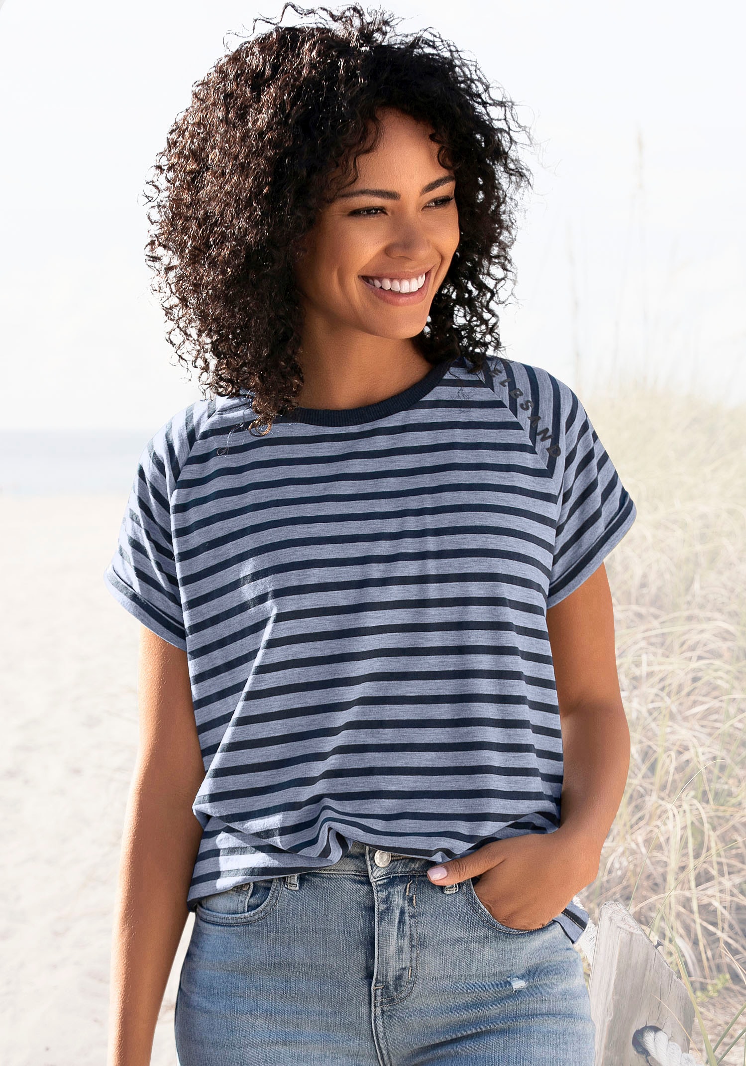 Kurzarmshirt »Caira«, mit Streifen, T-Shirt aus Baumwoll-Mix, sportlich und bequem