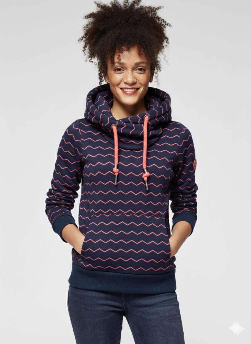 Image of Ragwear Sweatshirt "GRIPY BOLD CHEVRON O", Hoodie mit hochschiessendem Schalkragen mit Zierknopfbesatz