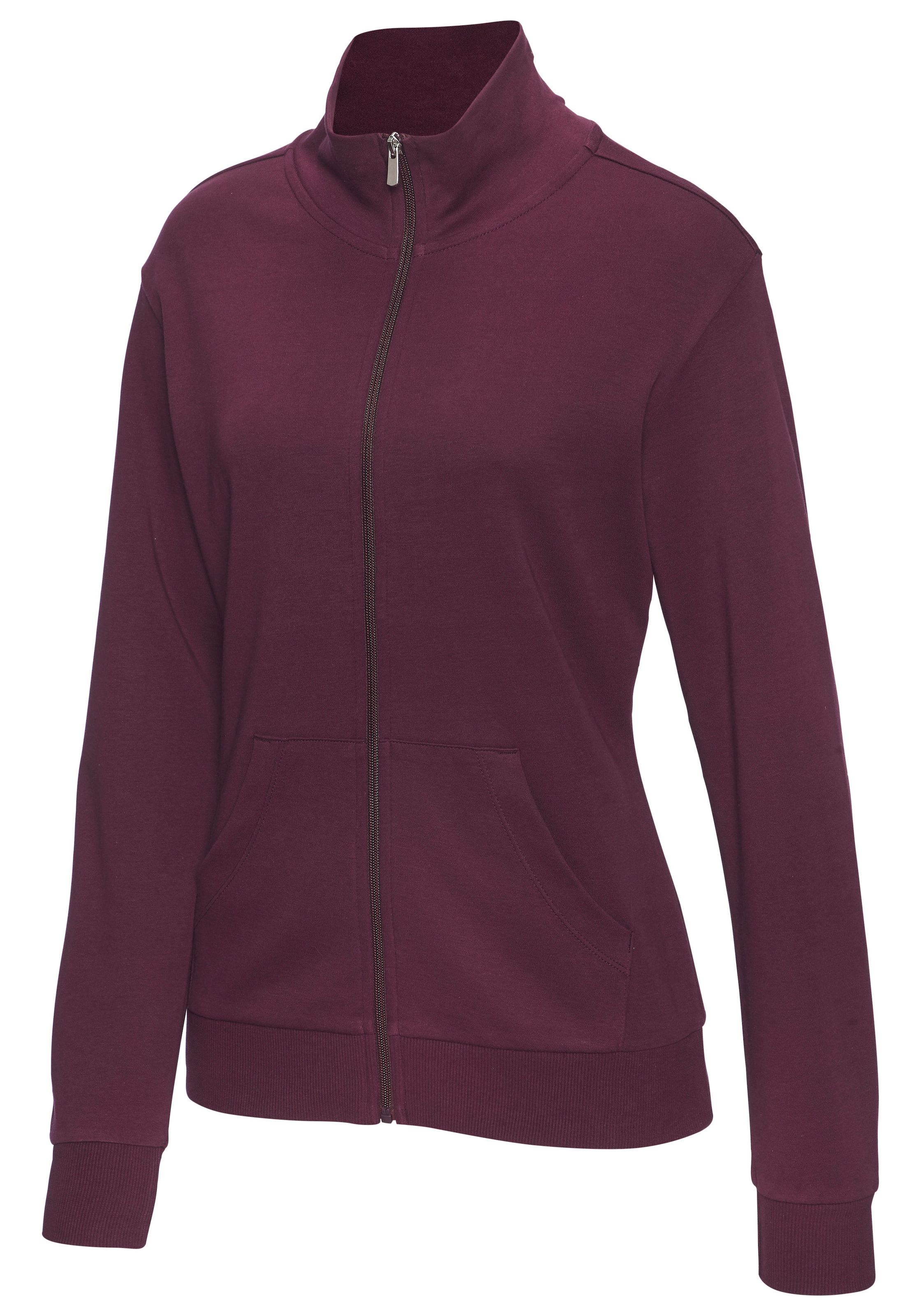 Bench. Loungewear Veste sweat mit glänzender Logostickerei am Stehkragen, Loungeanzug