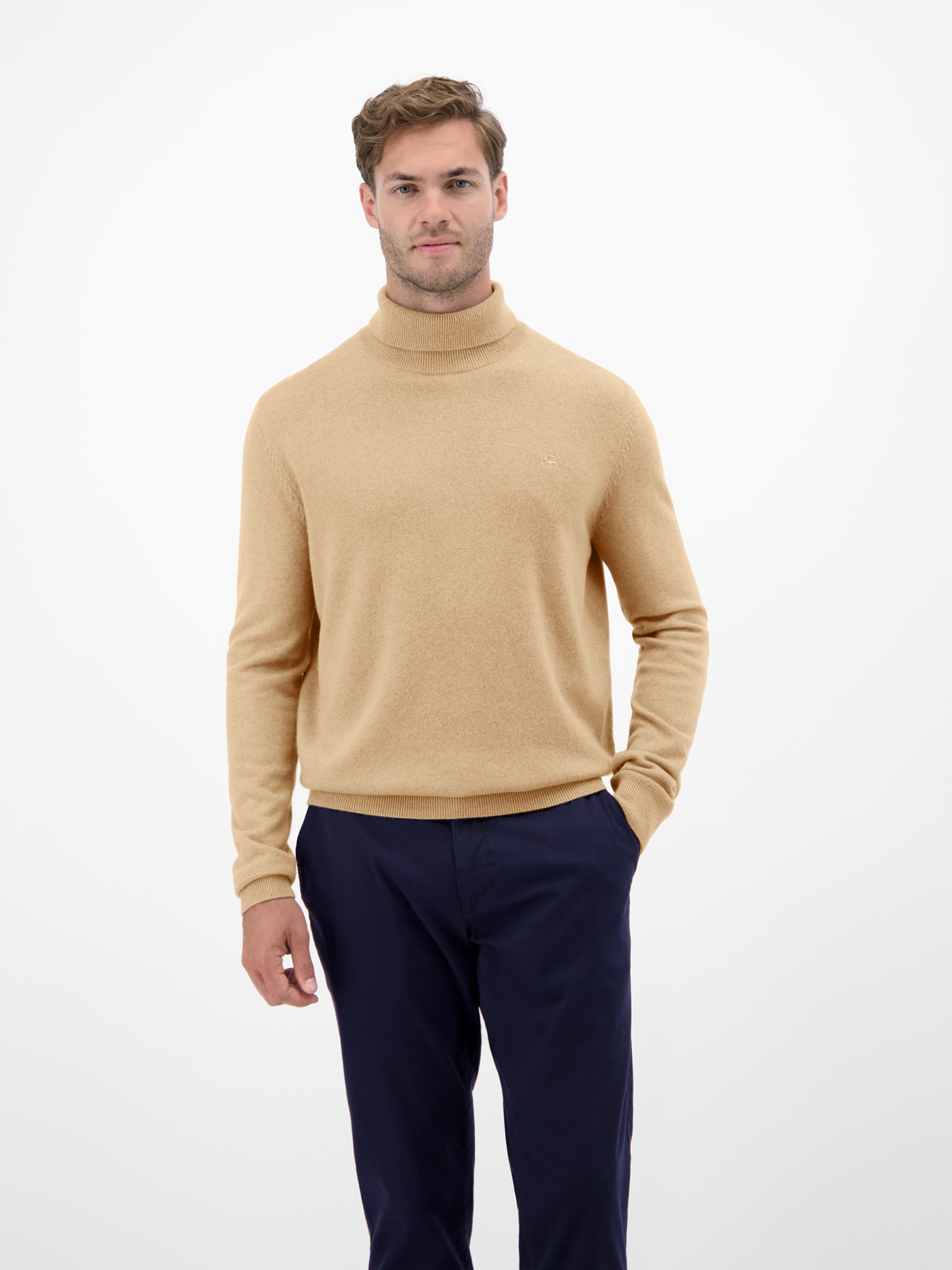 Image of LERROS Rollkragenpullover mit Logo-Stickerei und aus Schurwolle mit Kaschmir