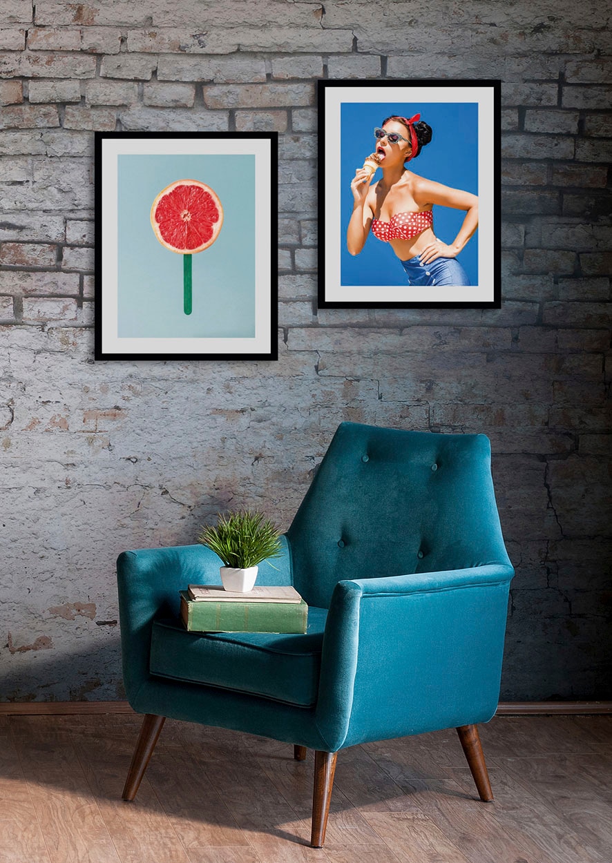 Image of queence Bild "Daniela" Art Bilder von Frauen Fashion Frau Kunst Magazincover Mode Süssigkeiten 1 Stk. tlg. HD Premium Poster-Druck inkl. Holzrahmen