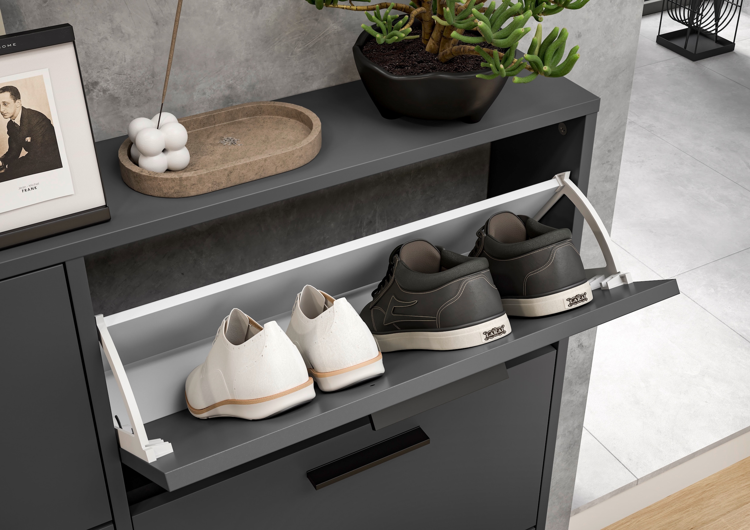 HBZ Schuhkommode »Sam«, (1 St.), Schuhkipper, Schuhschrank mit 3 Klappen, BxHxT 59x103x17cm