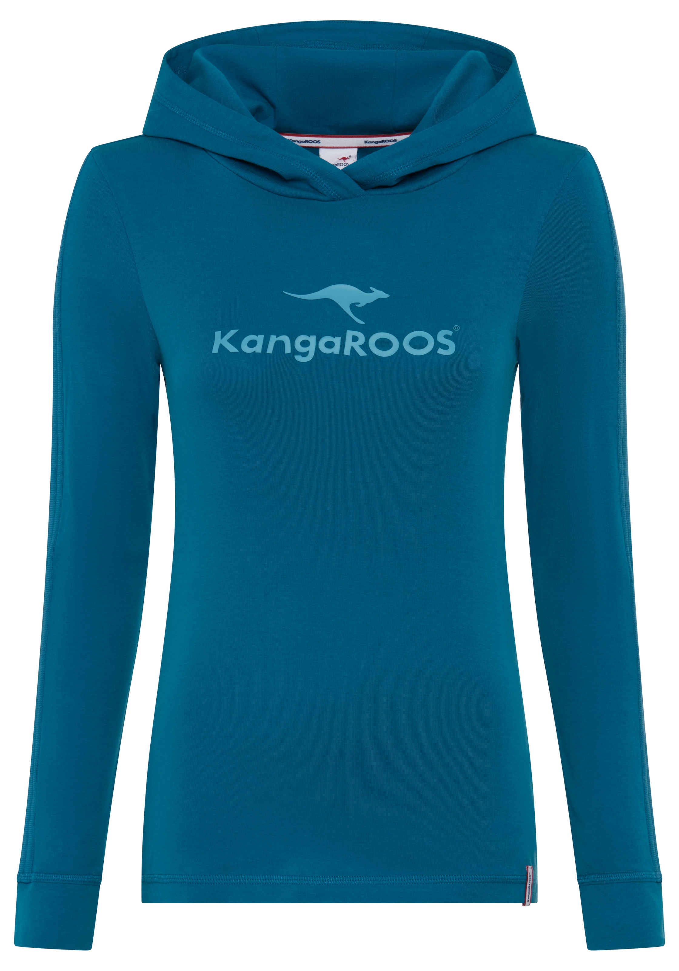 KangaROOS T-shirt à manches longues avec capuche, longueur hanches, coupe étroite, en jersey