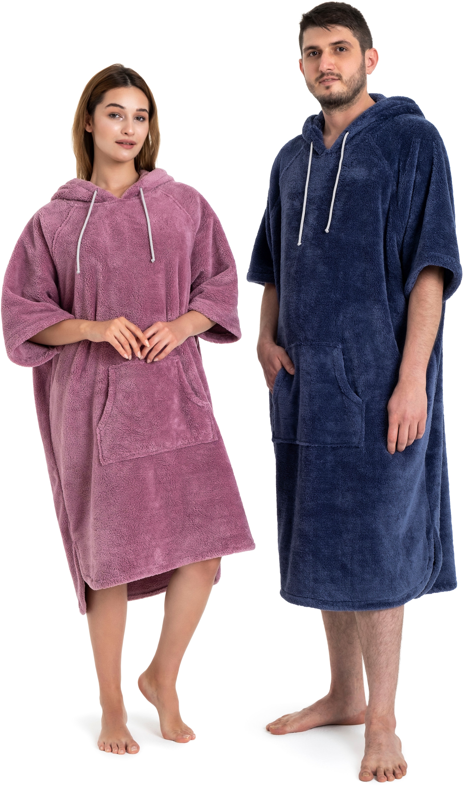 my home Badeponcho »Lillou, ideal für Sauna, Spa & im Urlaub«, (1 St.), weich und kuschelig, Fleece, Unisex, für Damen und Herren, Surfponcho