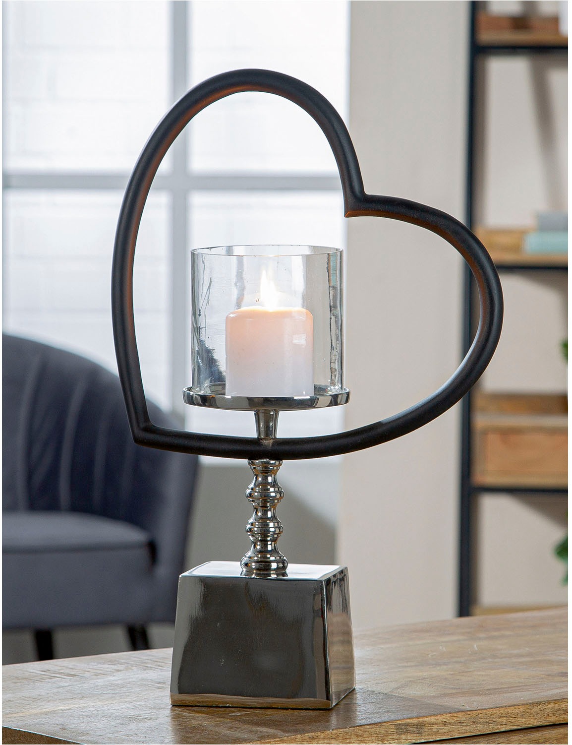 GILDE Windlicht »Windlicht Herz Te quiero schwarz; silberfarben«