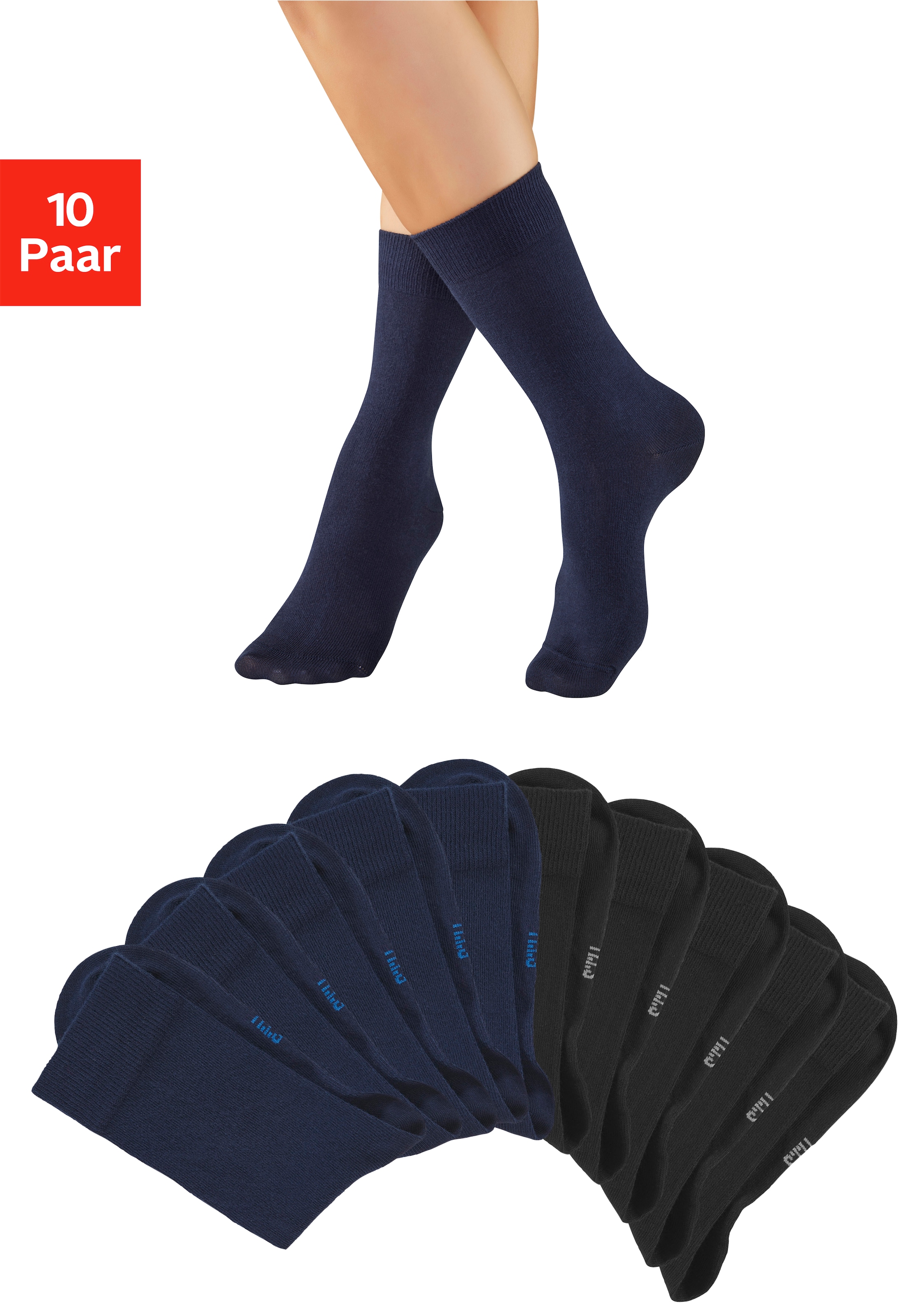H.I.S Freizeitsocken Packung, 10 Stk. tlg. mit weichen Rippbündchen