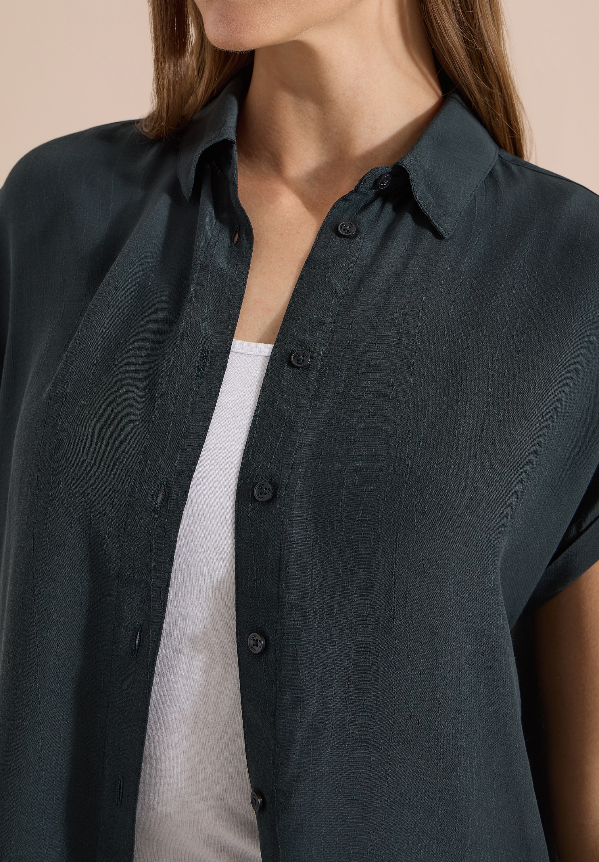 Cecil Hemdbluse Sommerbluse, Kurzarm, weich fliessende Viskose