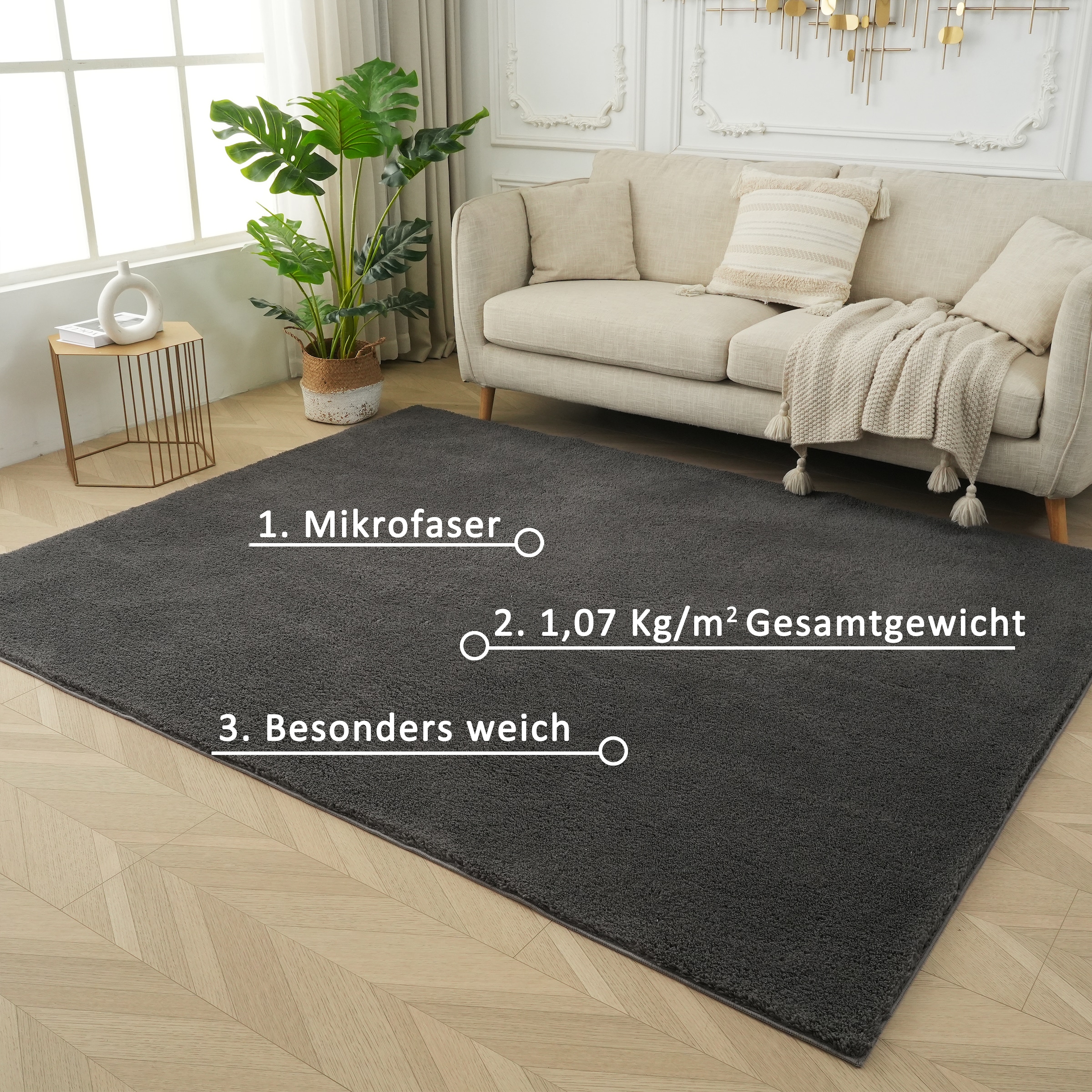 GOODproduct Teppich »Cali Shaggy« rechteckig 22 mm Höhe Uni-Farben, kuschelig, & weich, waschbar, Wohnzimmer, Schlafzimmer
