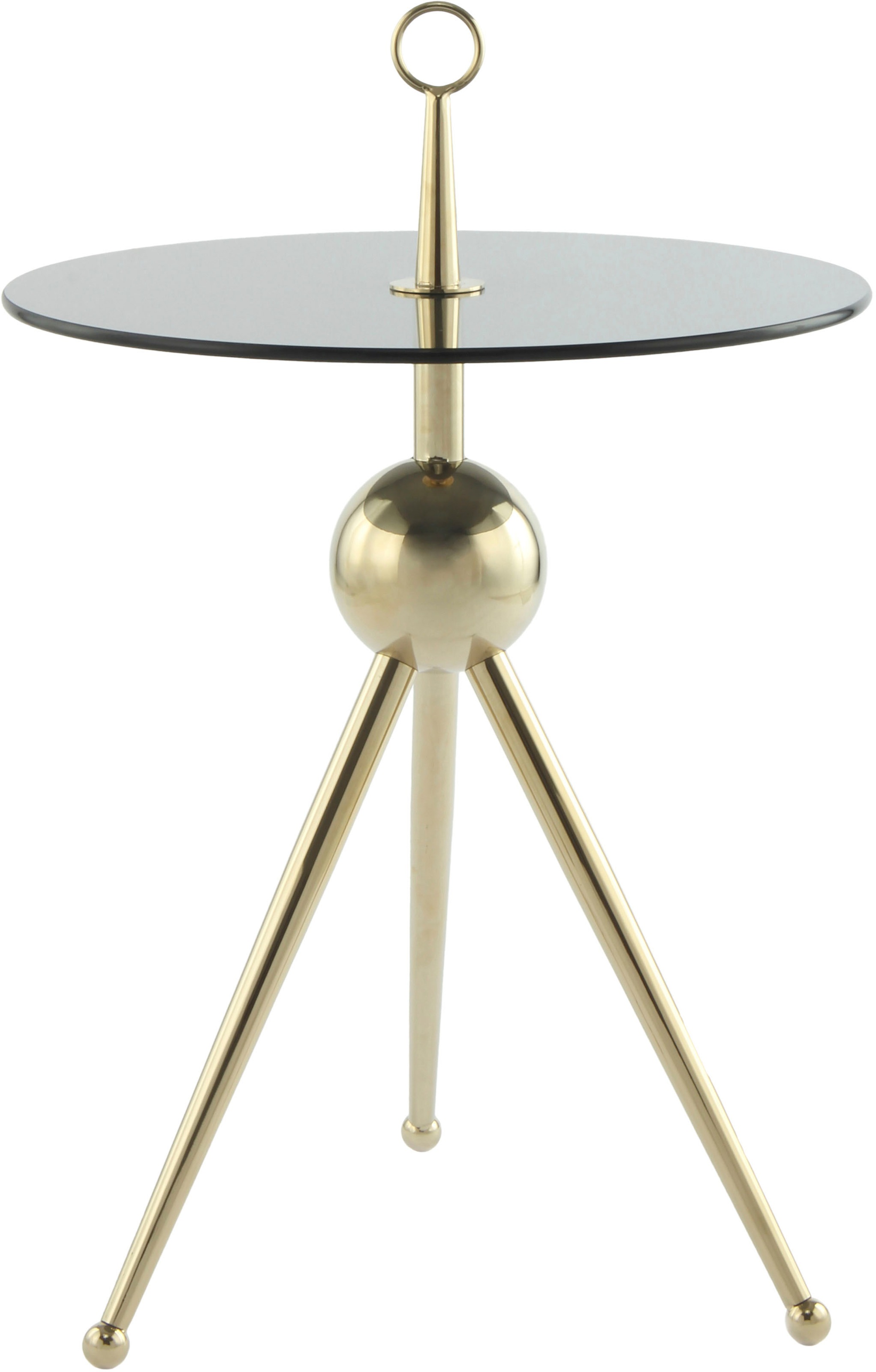 Image of Kayoom Beistelltisch "Ontario 325, Runde Glasplatte aus Sicherheitsglas, 100% Edelstahl" 1 Stk. tlg. Minimalistisch, Gestell in Tripod-Design, mit Tragering