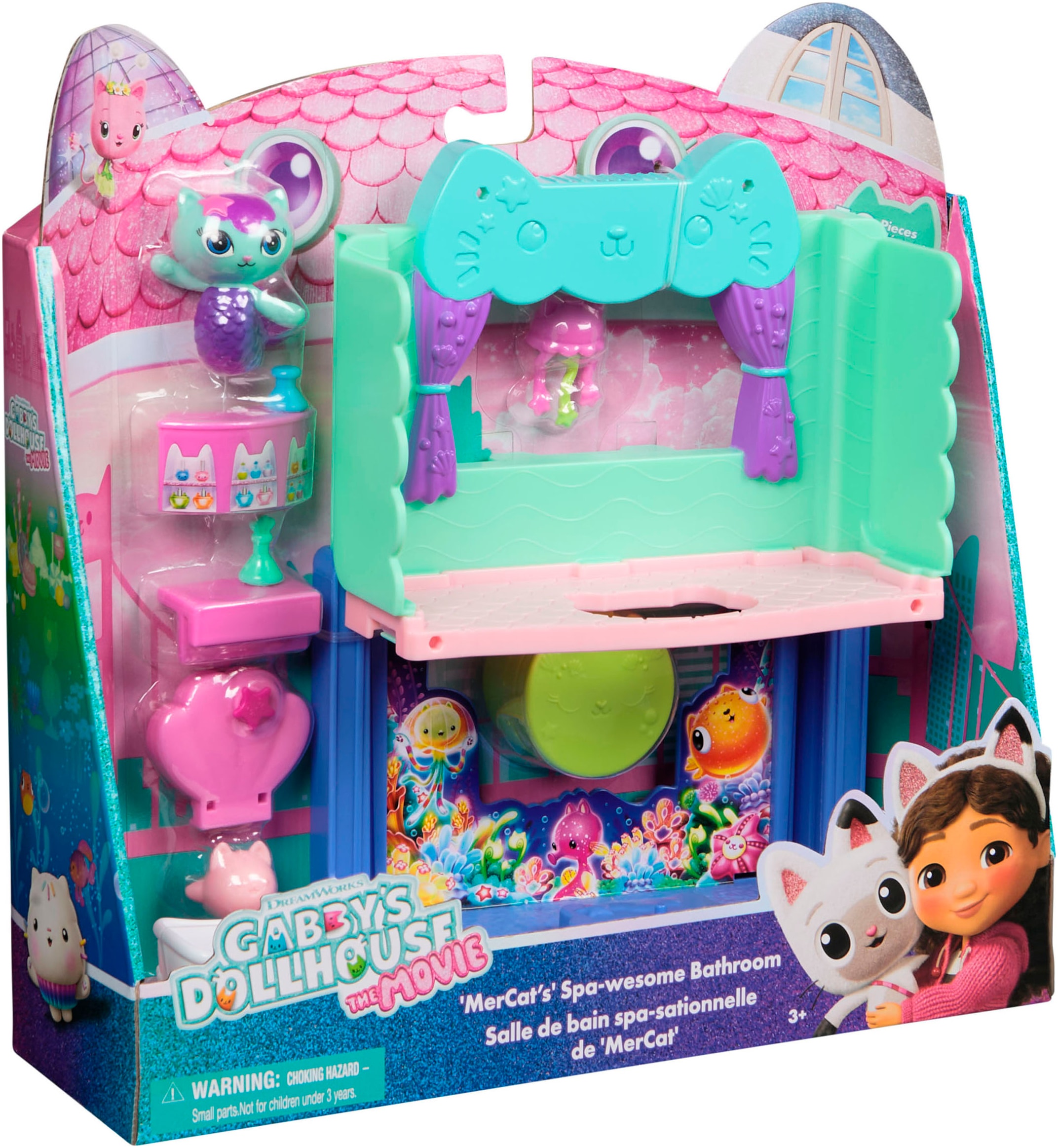Spin Master Monde de jeu »Gabby’s Dollhouse: Der Film – Portal Raum Spa-tastisches Badezimmer« von Meerkätzchen; mit Katzenfigur