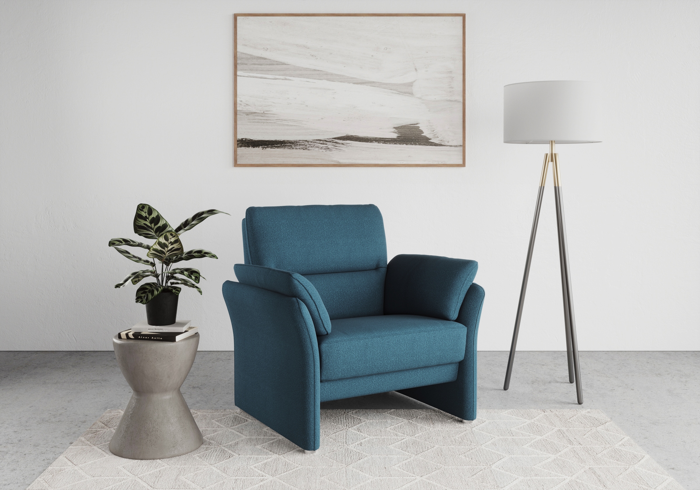 Image of DOMO collection Sessel "Pina elegant und zeitloser Clubsessel, bequemer Cocktailsessel" Hoher Sitzkomfort, Microfaser hochflorig, petrol