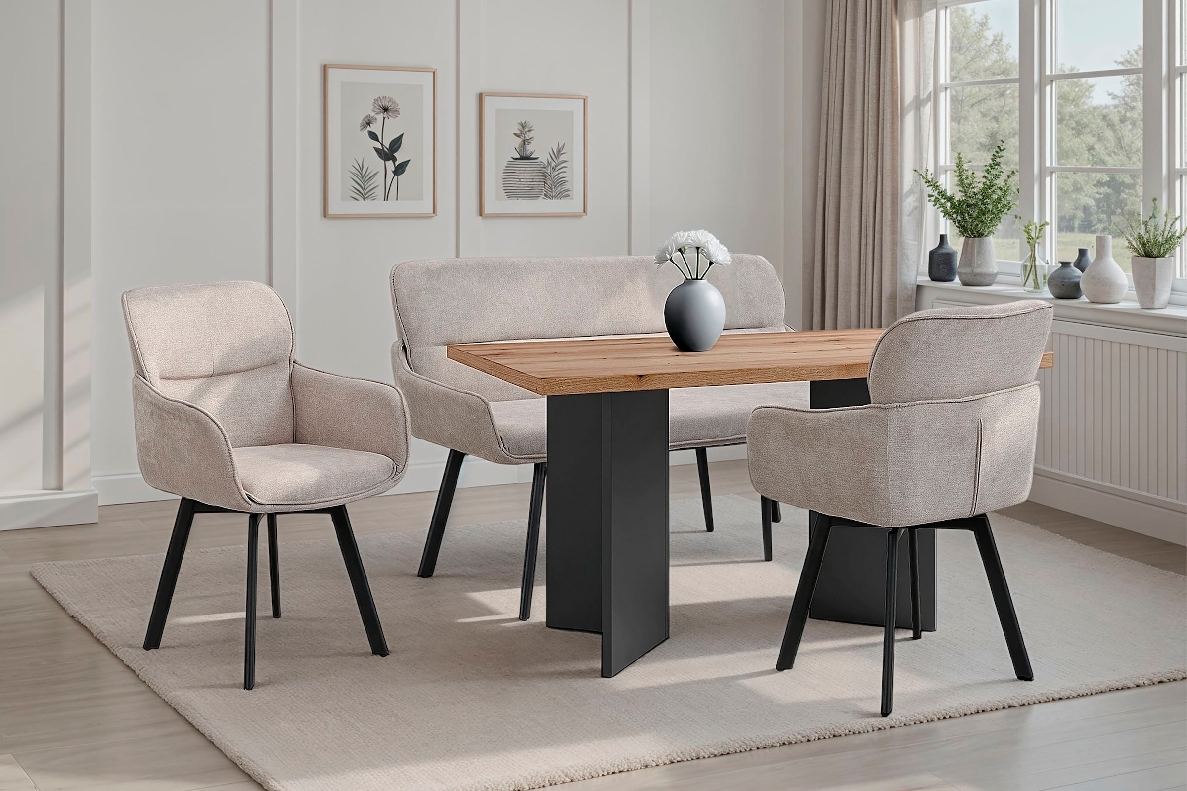 byLIVING Banc »Rico« 1 cuis tlg. gemütliche Esszimmerbank in 140 oder 160cm, hochwertiger Stoffbezug
