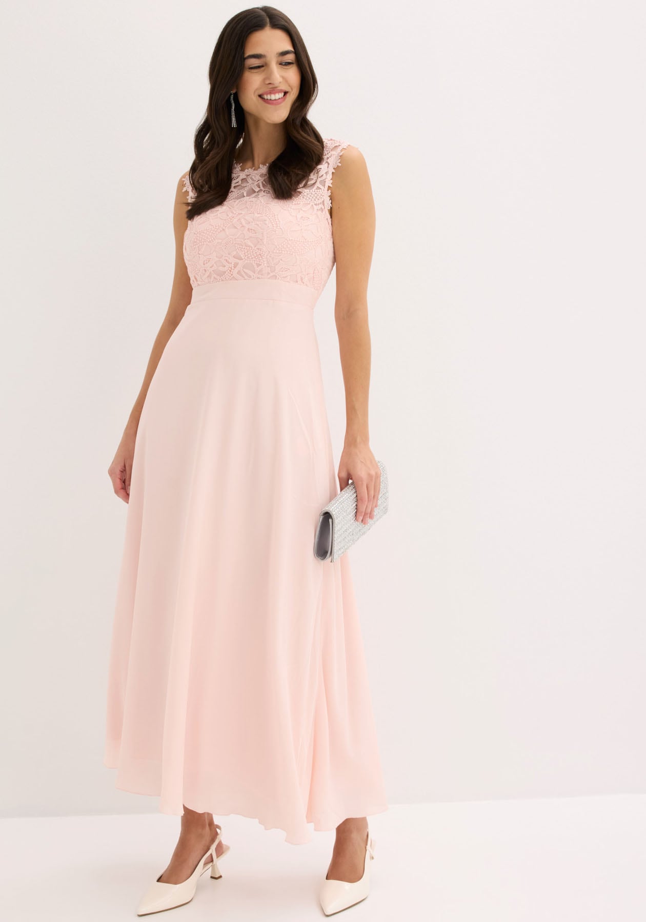 Image of bonprix Maxikleid "Maxikleid mit Spitze" für festliche Anlässe, vollständig gefüttert, taillierte Passform