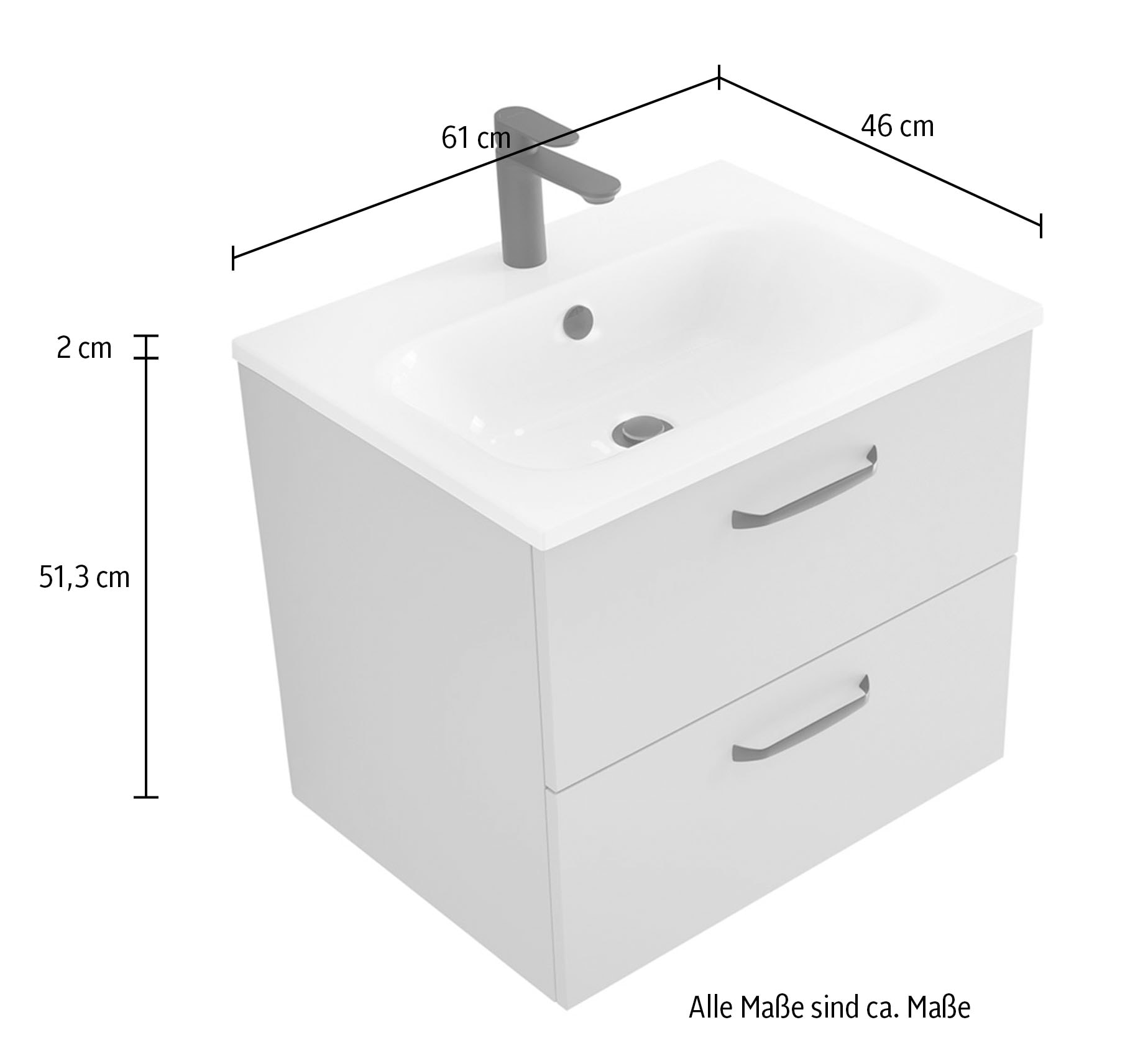 Saphir Ensemble de meubles de salle de bain »Quickset 500, Waschtischunterschrank mit Mineralmarmorwaschtisch« 2 cuis tlg.