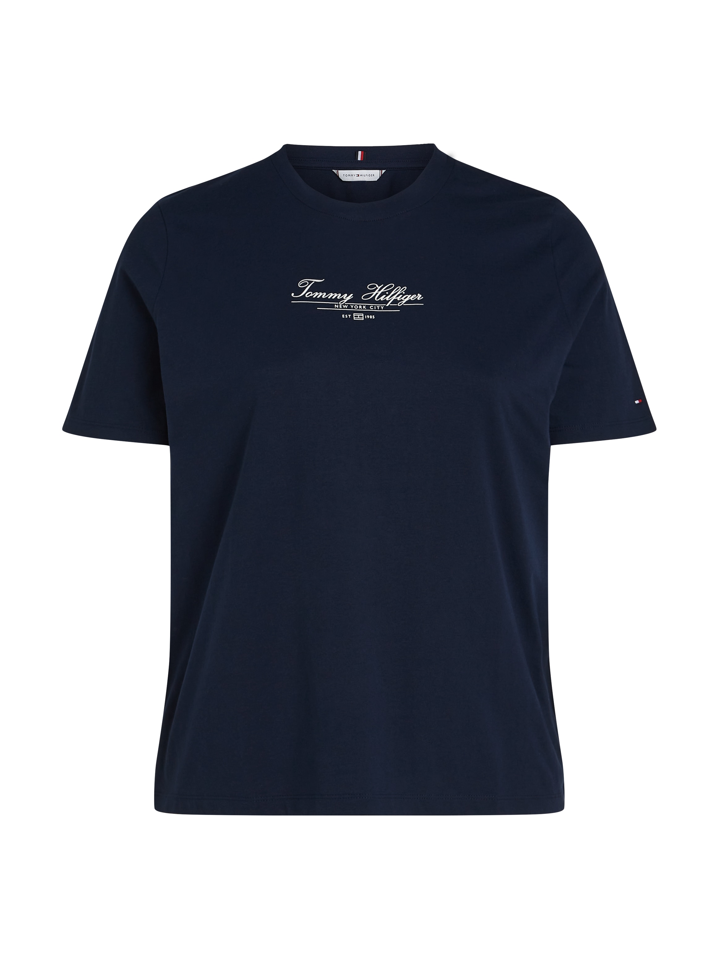 Tommy Hilfiger Curve Rundhalsshirt »CRV REG SCRIPT C-NK TEE SS«, in Grossen Grössen, Logoschriftzug