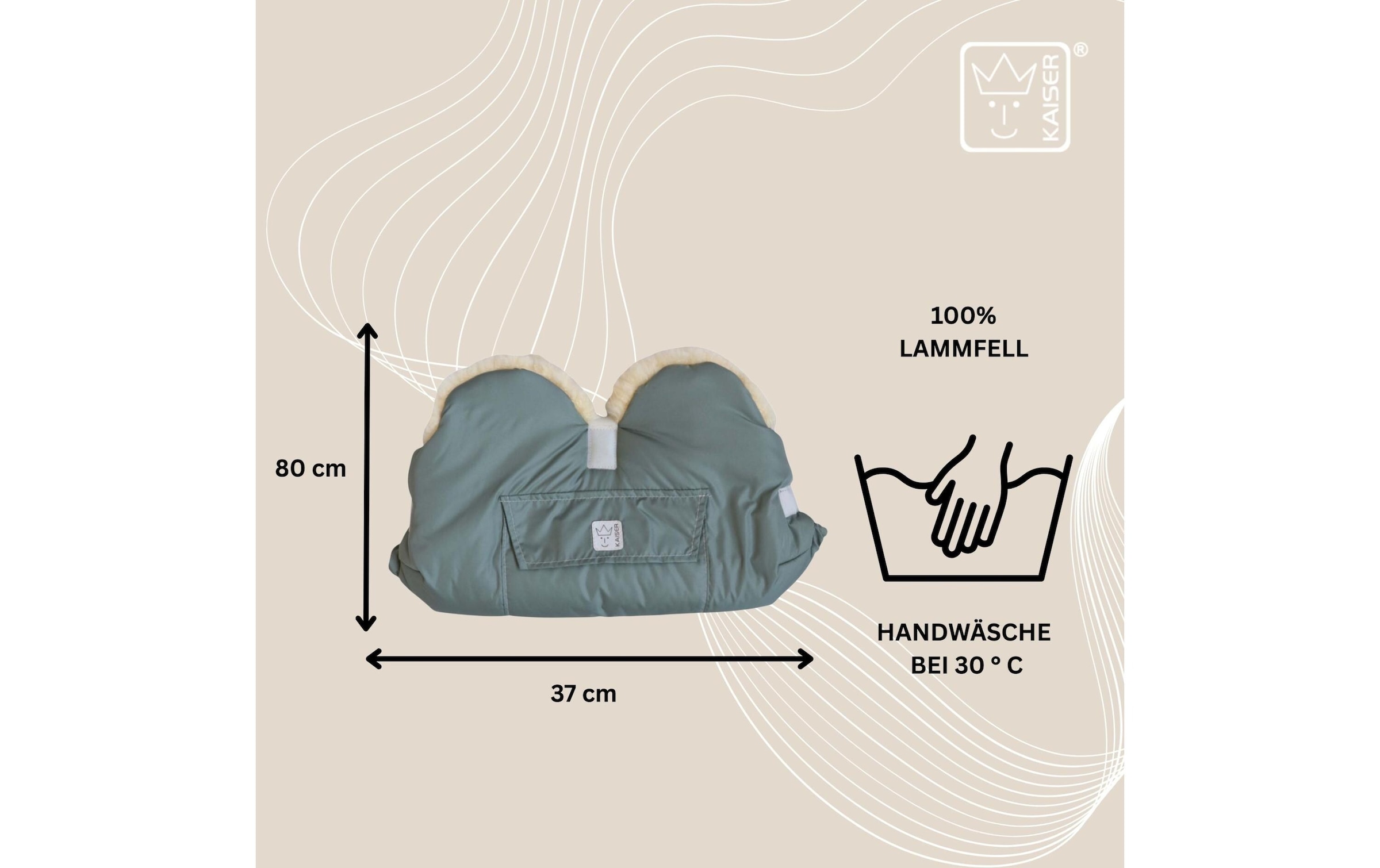 Kaiser Chauffe-mains pour poussette »Lammfell Big Salbei«