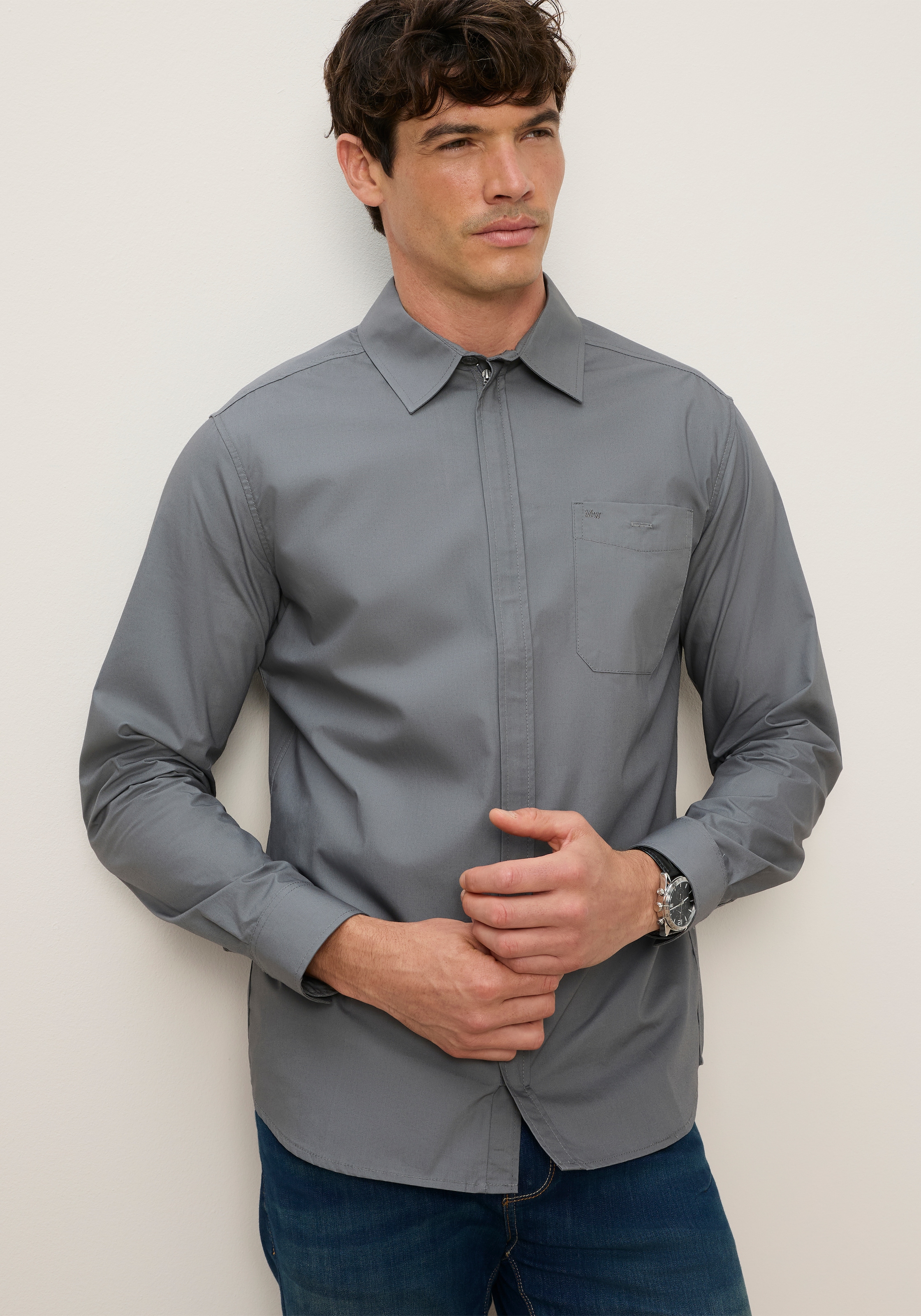 Image of Mans World Langarmhemd "mit moderner Reissverschlusslösung" Regular Fit, Die moderne Alternative zum klassischen Hemdenlook