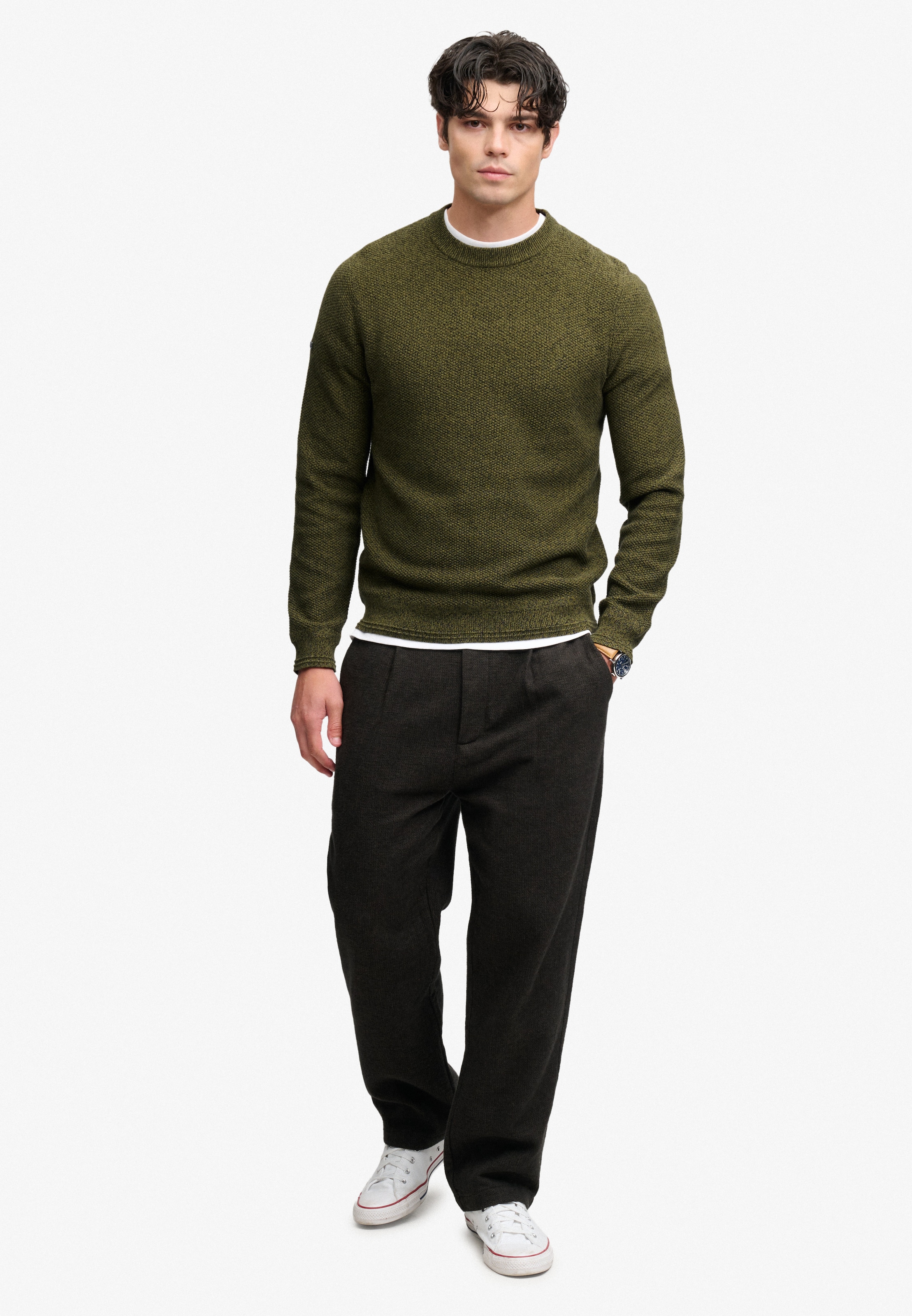 Superdry Pull à col rond »TEXTURE KNIT JUMPER« Baumwolle, regular fit