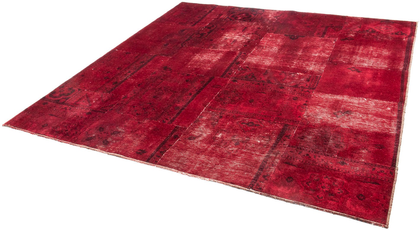 Image of morgenland Teppich »Patchwork quadratisch - 199 x 196 cm - dunkelrot«, quadratisch, 7 mm Höhe, Wohnzimmer, Handgeknüpft, Einzelstück mit Zertifikat bei Ackermann Versand Schweiz