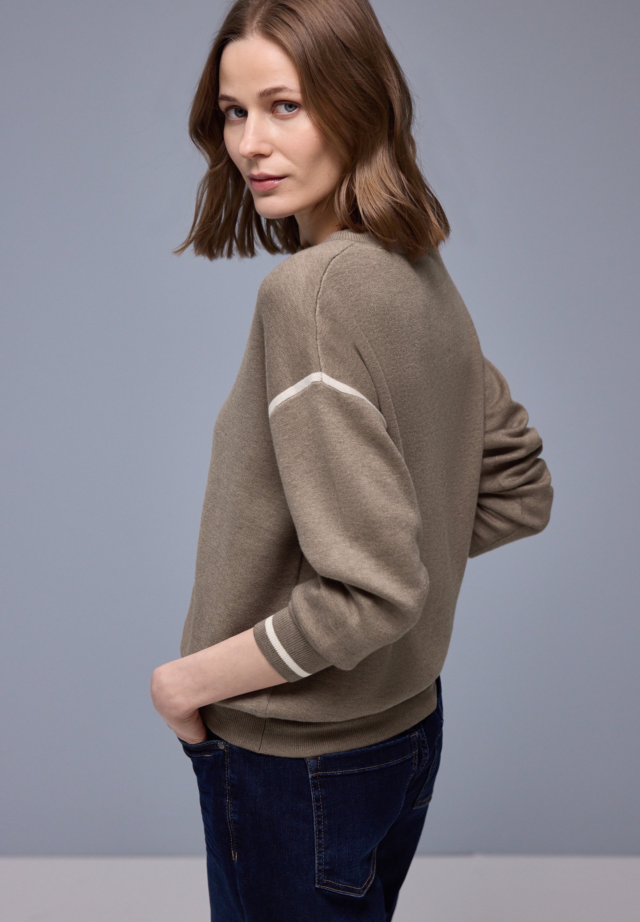 STREET ONE Strickpullover mit Kontrastdetails