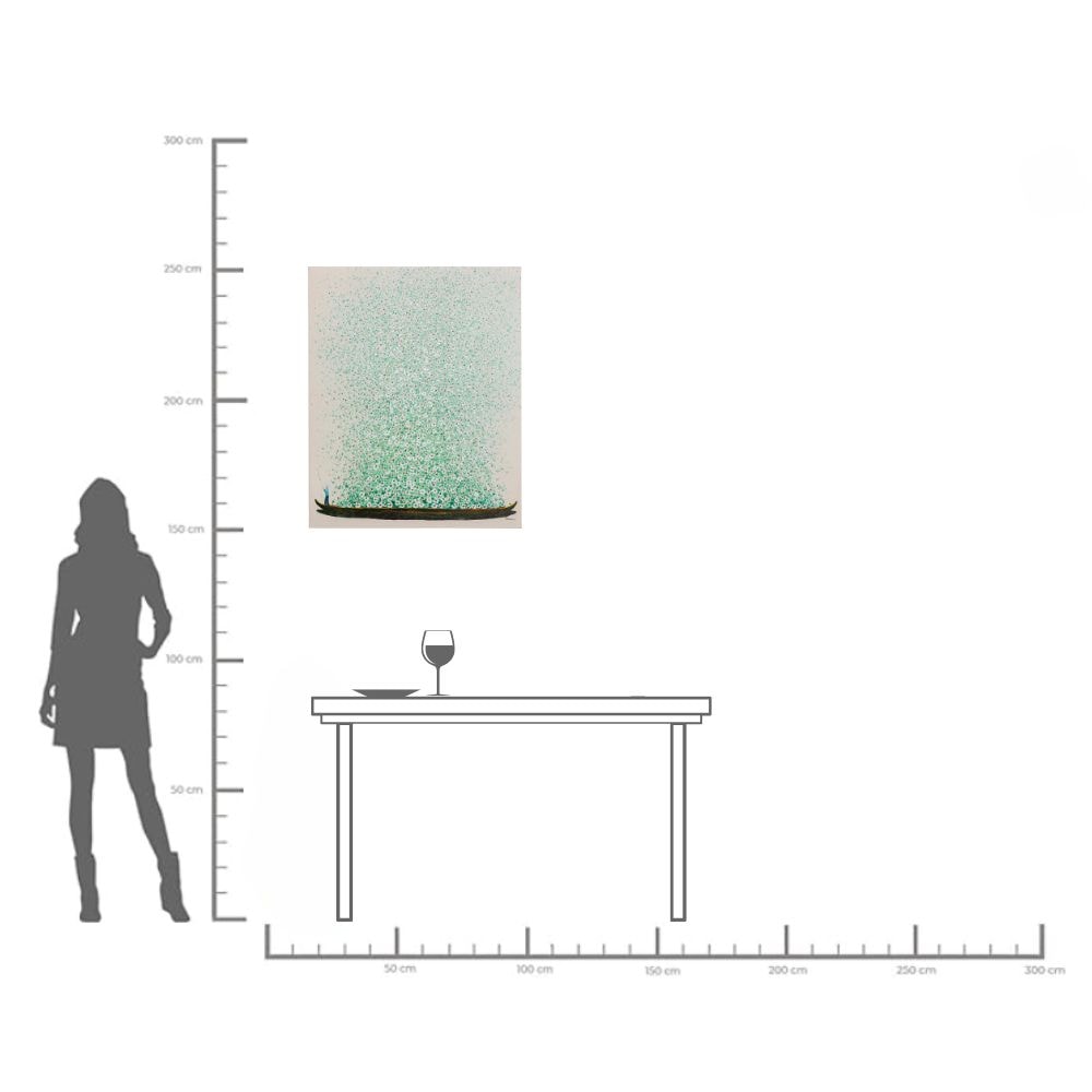 Kare Design Tableau sur toile »Leinwandbild Flower Boat Beige Grün 80«