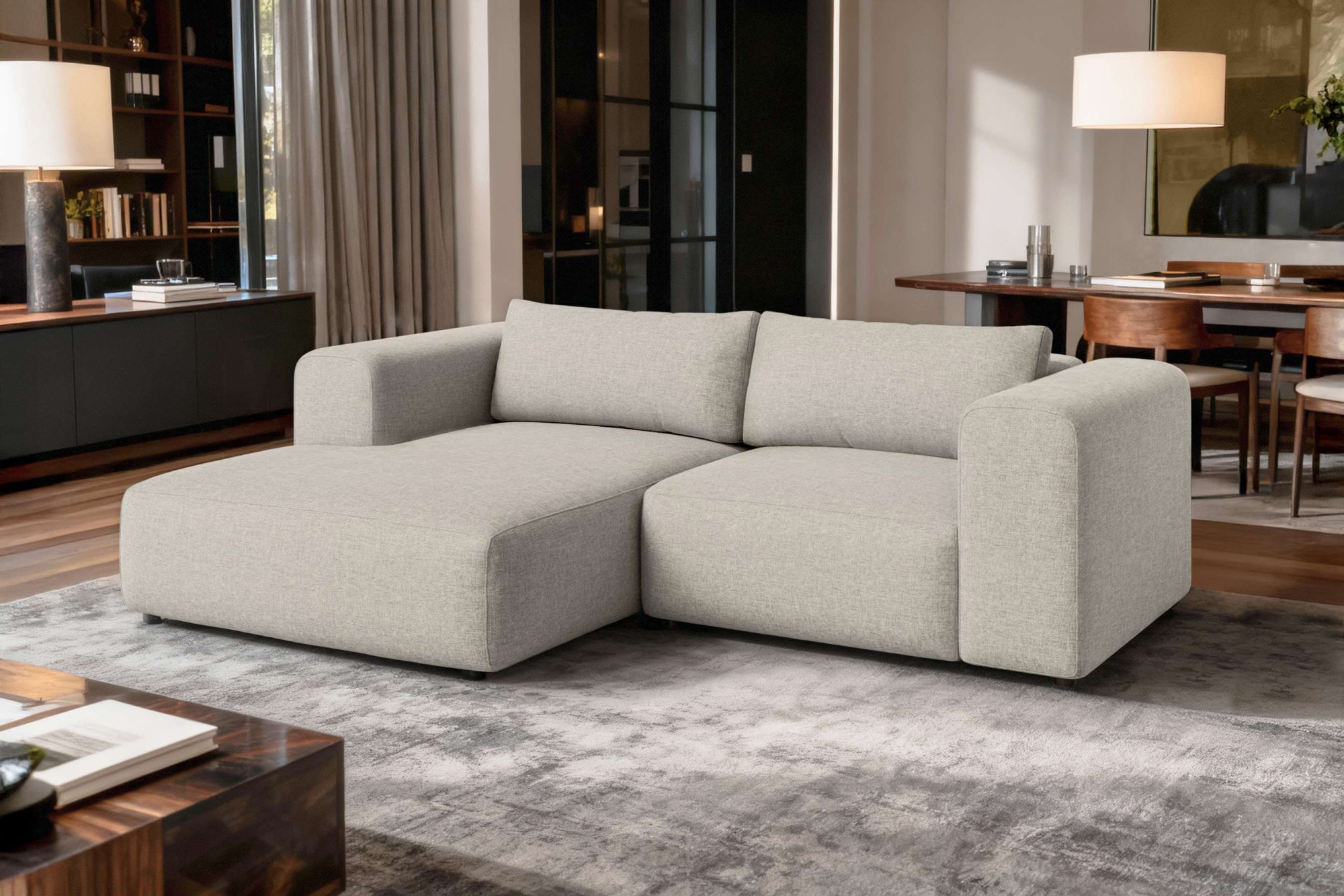 GOODproduct Ecksofa »TIARRA Design-Sofa mit Ottomane recht/links bestellbar, Breite 241 cm« L-Form mit hochelastischer Schaum und Wellenunterfederung