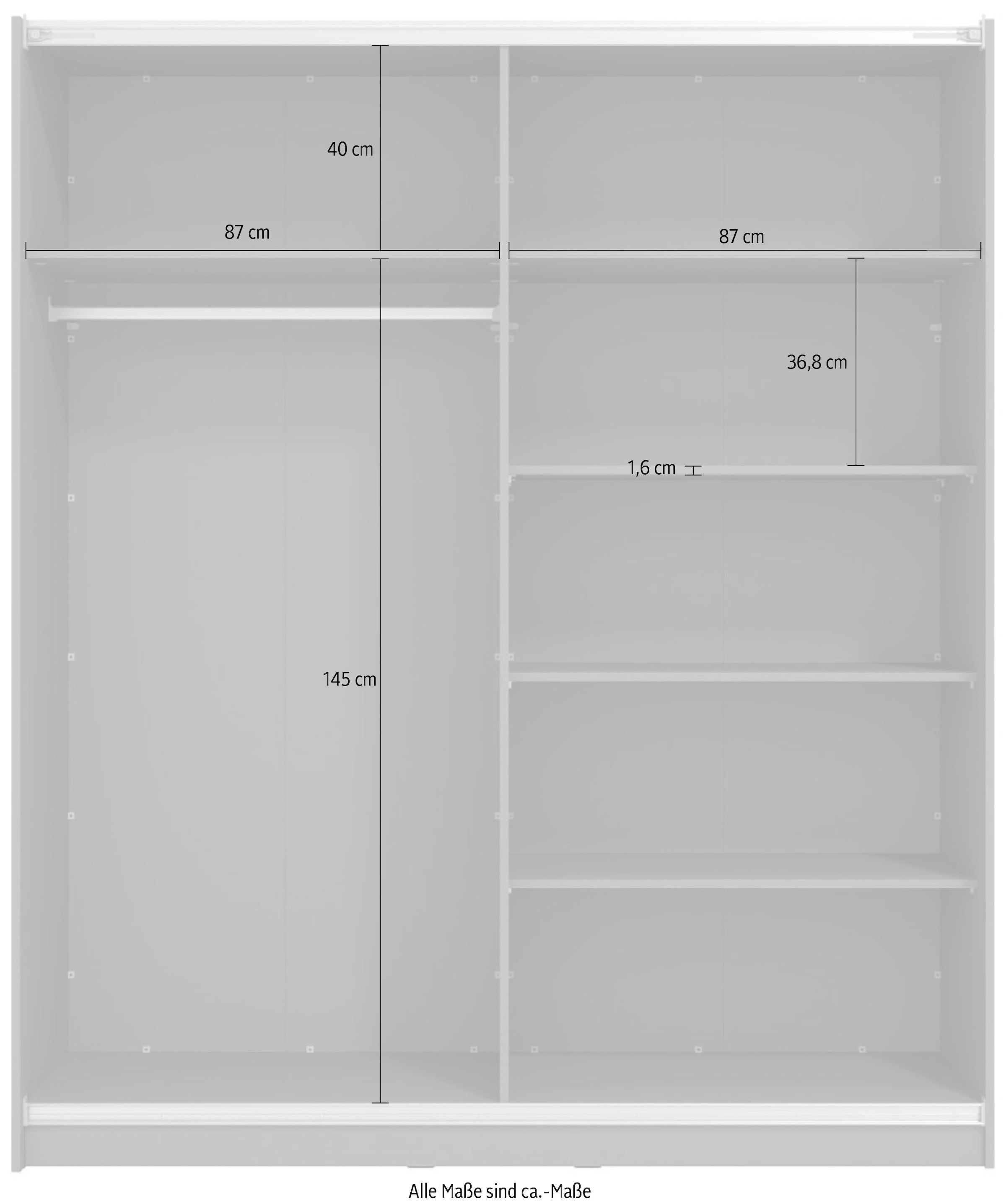 INOSIGN Schwebetürenschrank »Sierra klassischer Kleiderschrank Wäscheschrank 179 oder 217cm breit«, mit kompletter Inneneinteilung, FSC-zertifizierter Holzwerkstoff