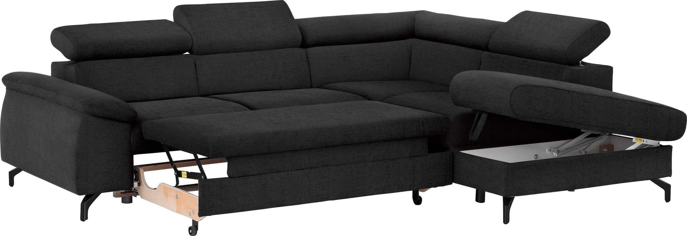 COTTA Polstergarnitur »Komaris L-Form«, (Set), Set bestehend aus: Ecksofa mit Kopfteilverstellung & Hocker