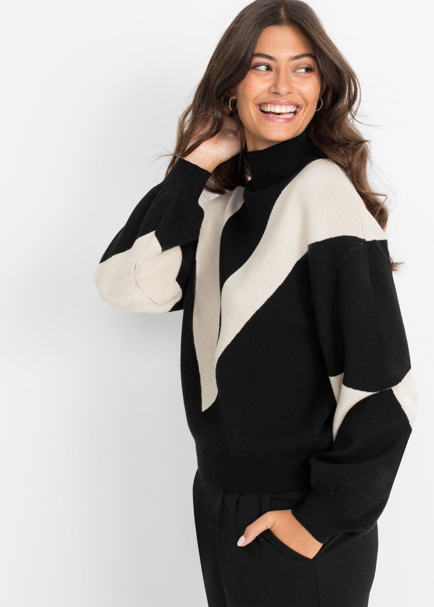 Image of bonprix Strickpullover "Oversize-Pullover" im grafischen Intarsien‑Strick mit Viskoseanteil