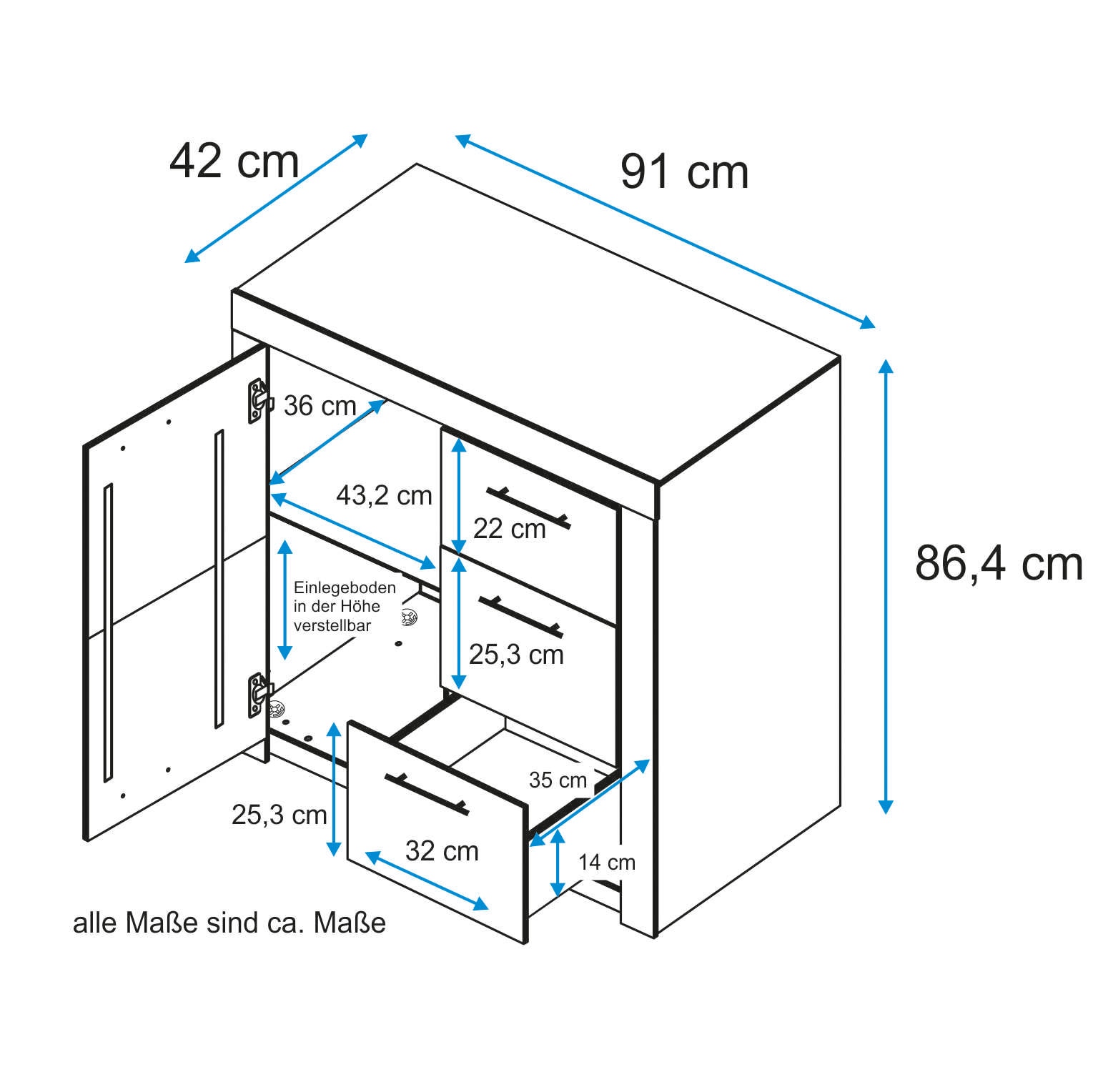 VOGL Möbelfabrik Commode »Toronto« Breite 91 cm