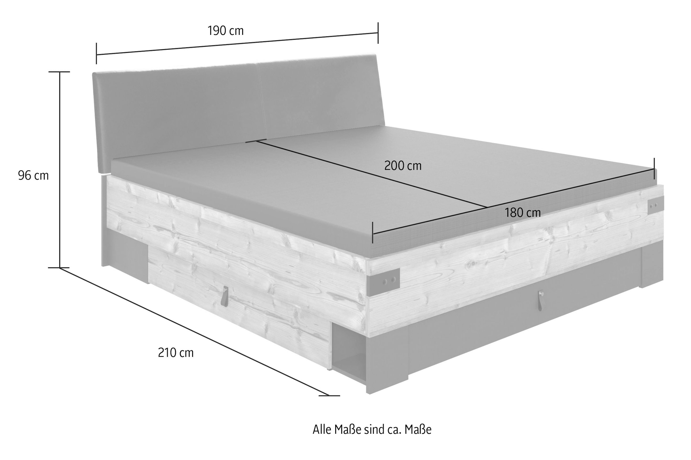 Wimex Schlafzimmer-Set »Stockholm, rustikaler Look im Industrial Design«, (Set), 6-teilig, Kleiderschrank mit Spiegel, Bett inklusive Schubladen