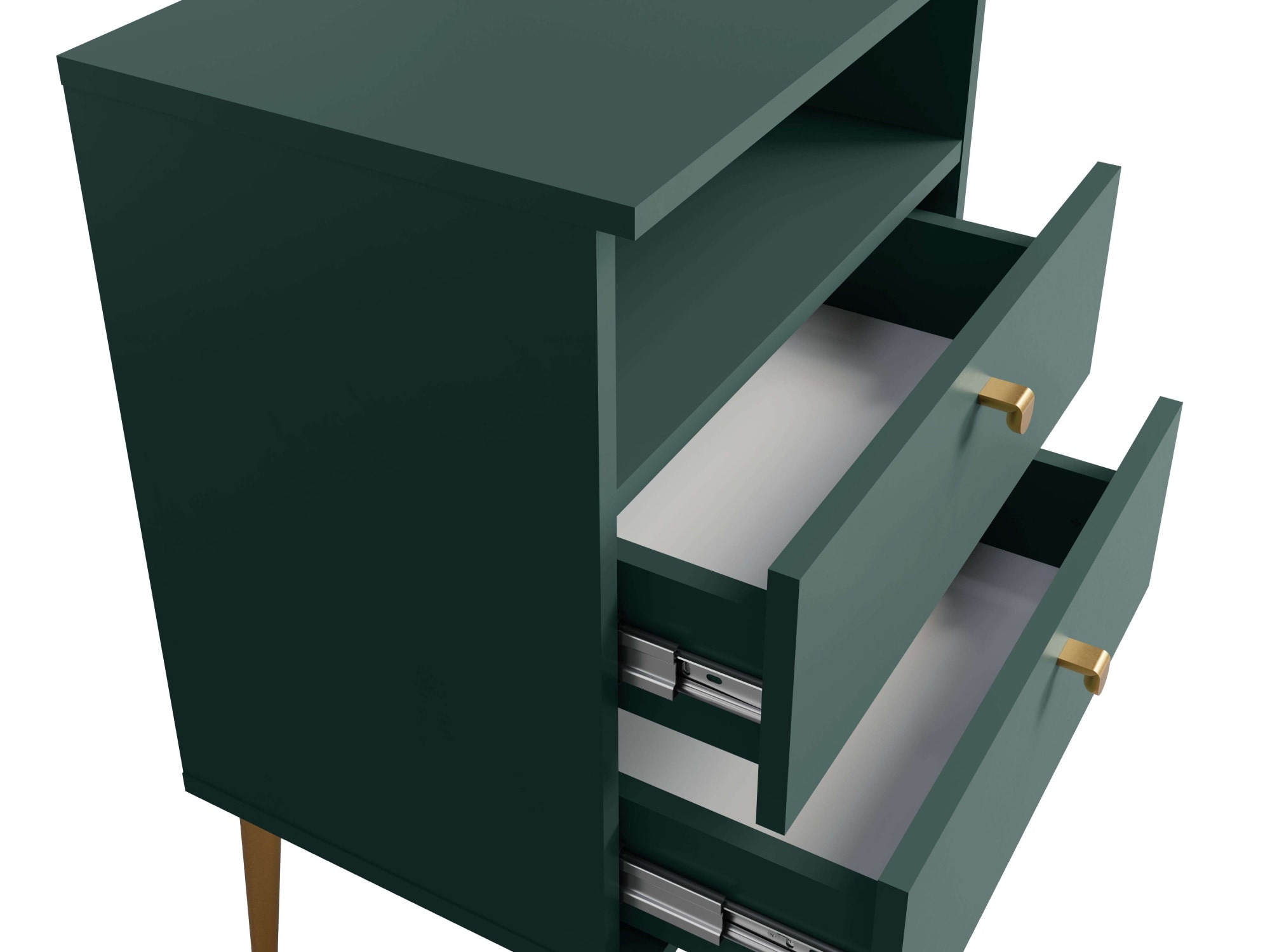 Home affaire Nachttisch »Elyria, Metallgriffe, FSC-zertifizierter Holzwerkstoff«, (Nachtkommode B/T/H 50/34/69cm), mit 2 Schubladen, 1 offenes Fach, viele Farben mit goldfarbenfb. Details