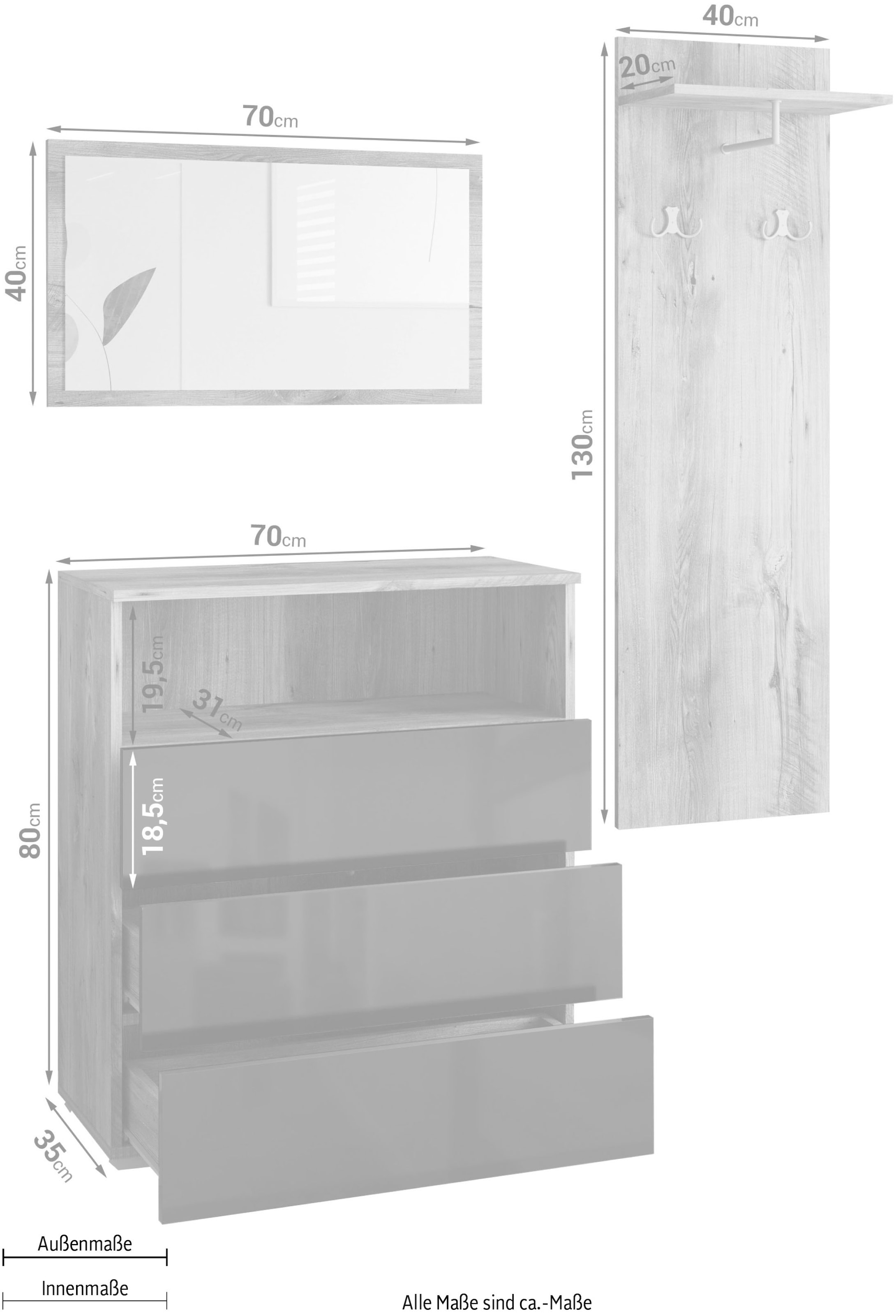 GOODproduct Garderoben-Set »PARIS/ TOKYO« Komplett-Set, 3 Stk. tlg.
