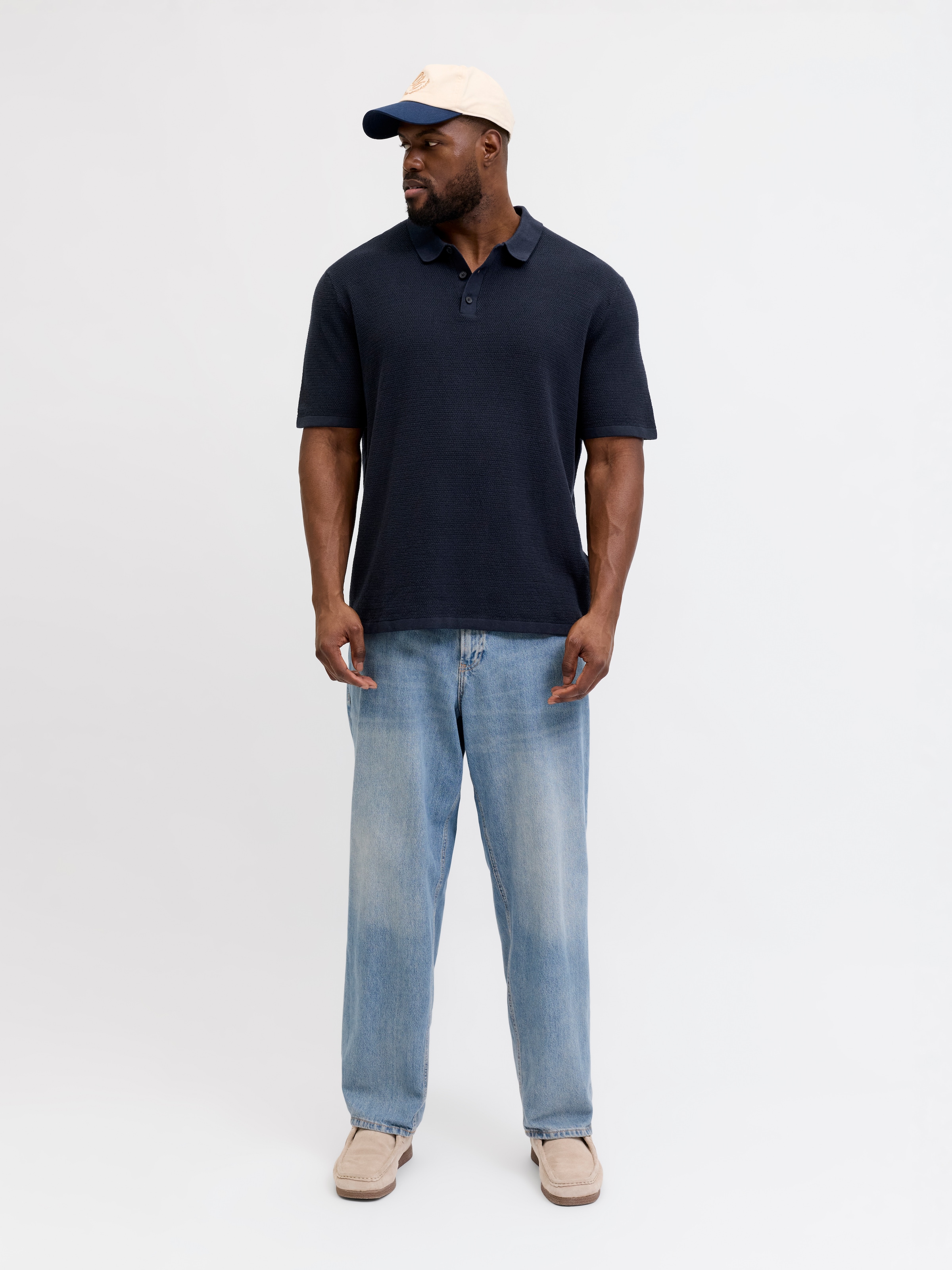 Jack & Jones PlusSize Pull à col polo »JJEGEORGE KNIT POLO SS SN PLS« avec col polo