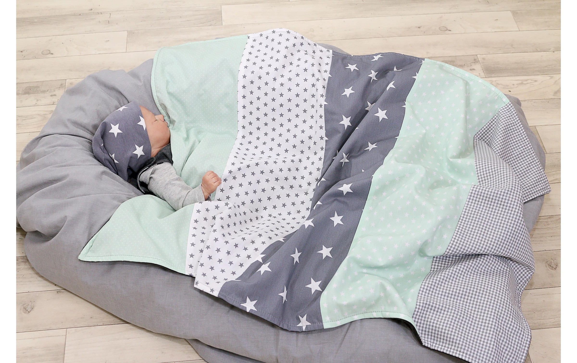 Babydecke »Ullenboom Sterne Mint/Grau 70 cm x 100«