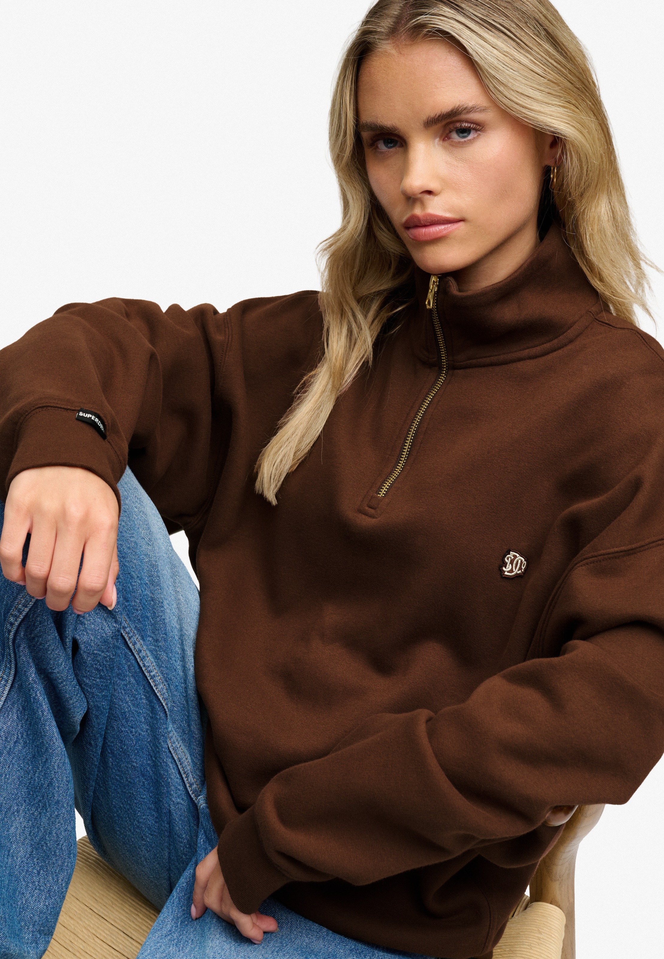 Superdry Sweatshirt »MONOGRAM HALF ZIP SWEAT«, Baumwollmischung, relaxed fit
