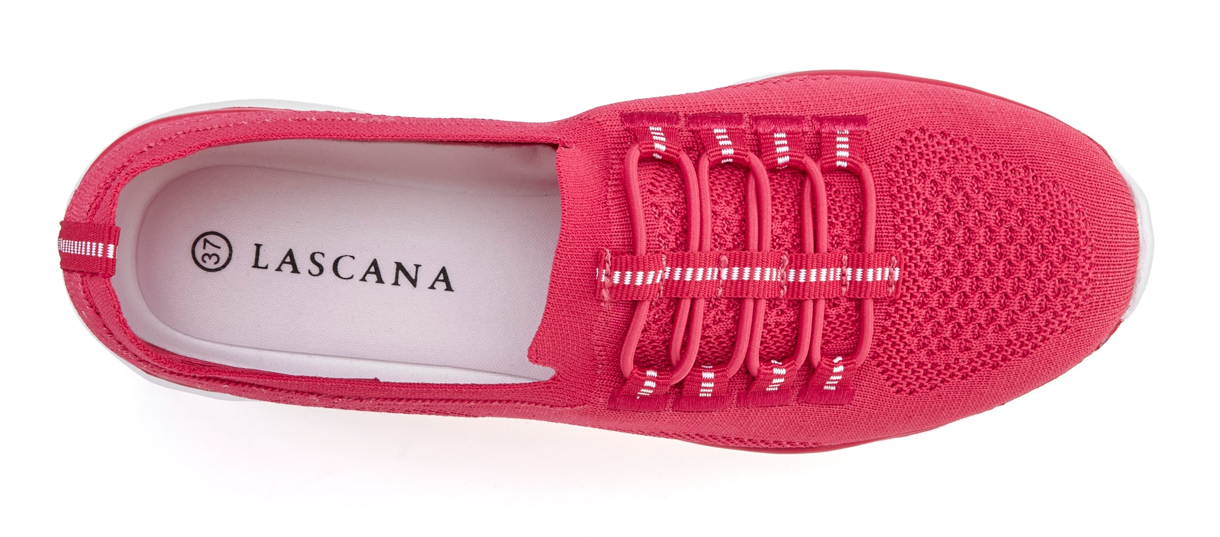 LASCANA Sneaker »Slipper, Halbschuh, leichtes Meshmaterial«, zum Reinschlüpfen mit elastischen Schnürbändern VEGAN