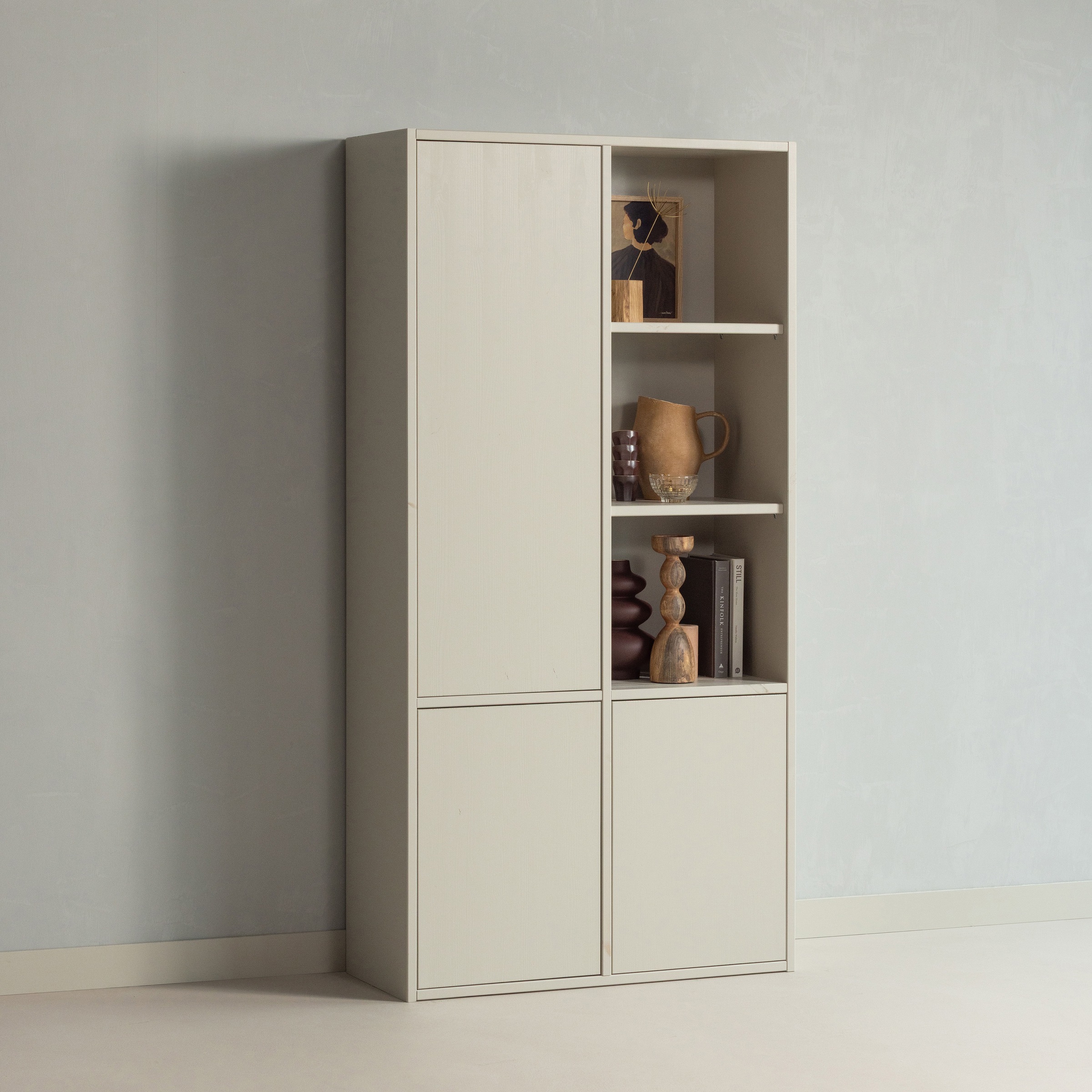 Image of WOOOD Mehrzweckschrank "Merel FSC Massivkiefer und Druckmechanismus B 100 x T 39,5 x H 200 cm" Tragkraft 10 kg pro Einlegeboden, einfach zu montierbar, Pfleigleicht
