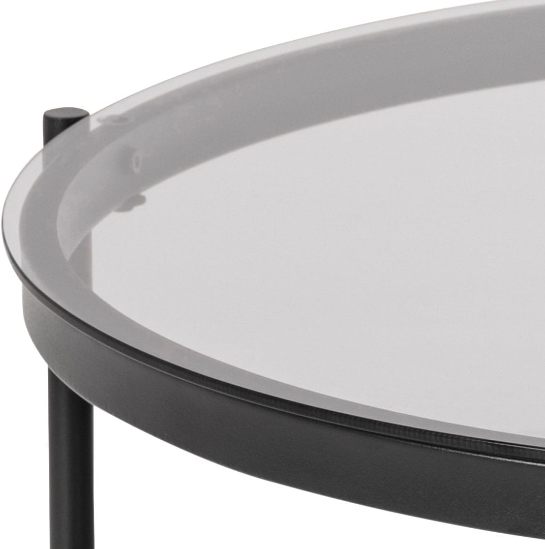 ACTONA GROUP Table basse »Bayern« Plateau de table en verre fumé, structure métal, tablette, forme ronde