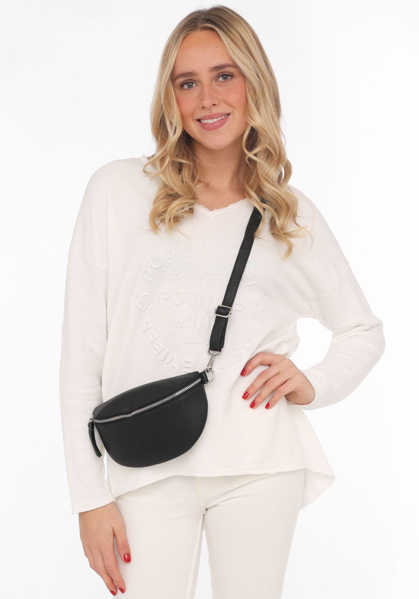 Zwillingsherz Umhängetasche »Crossbody Bag Leder«, Umhängetasche mit Reissverschluss